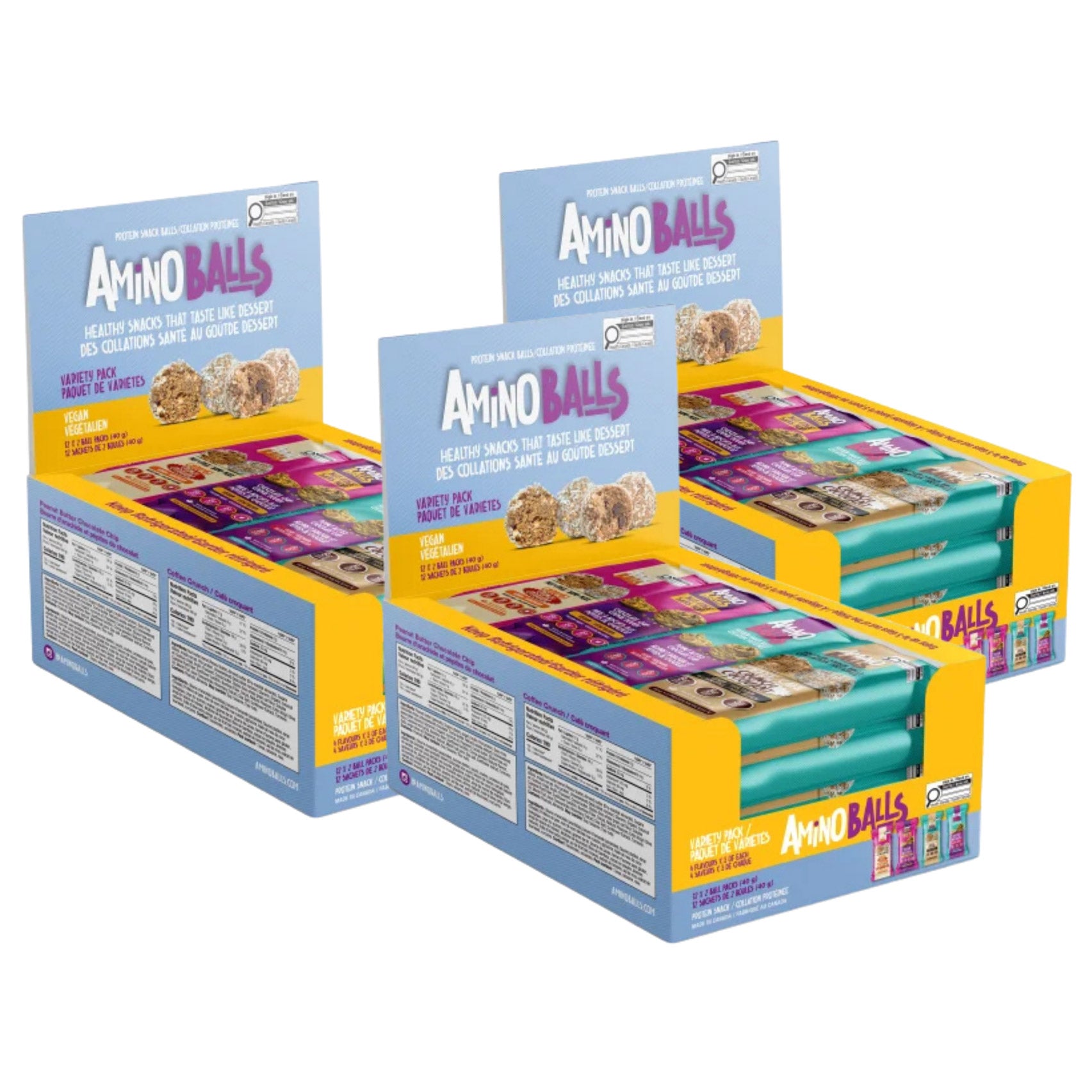 Amino Balls Vegan Protein Variety Pack, 36 × 40 g - image 1