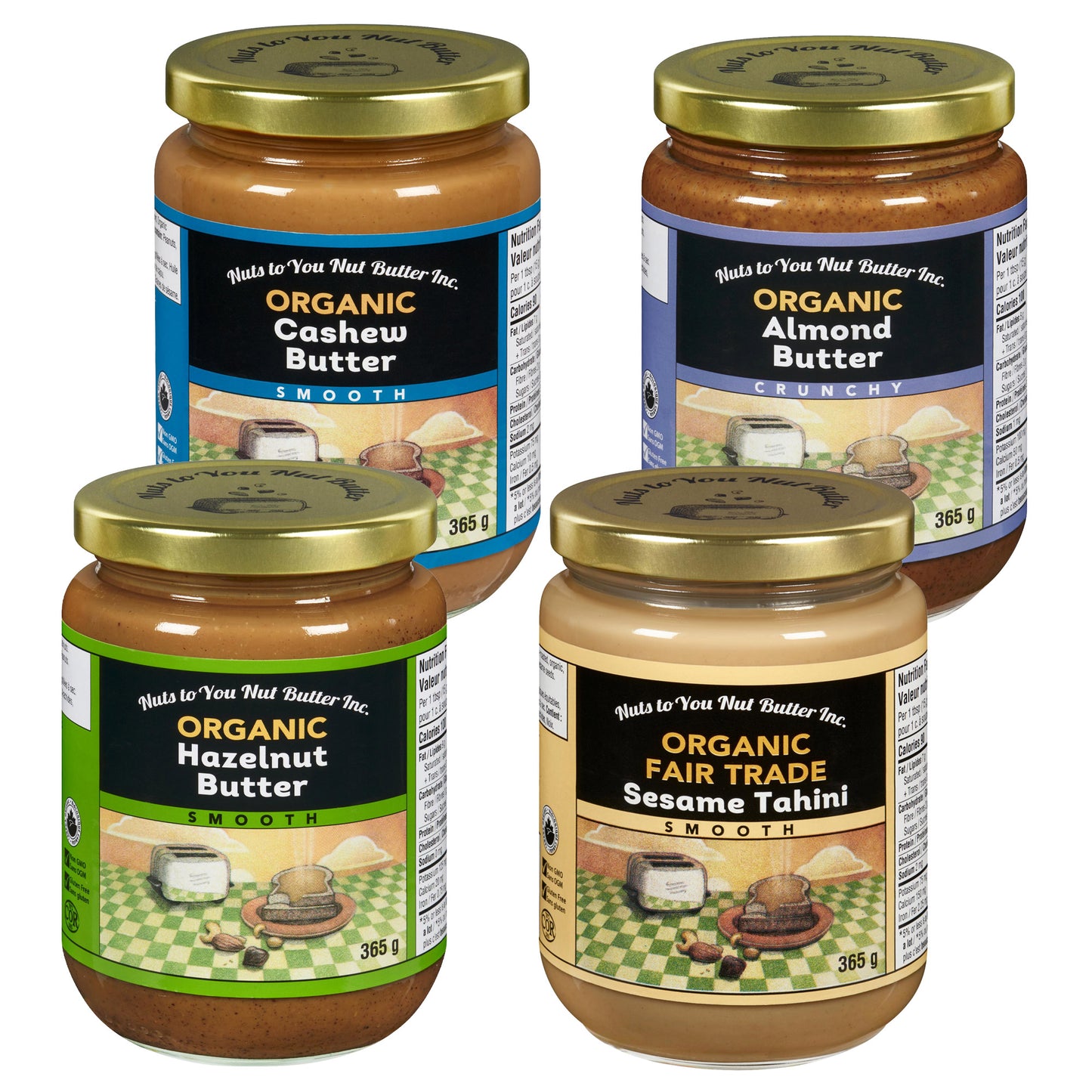 Nuts to You Organic Nut Butter Variety Pack, 4 × 365 g - image 1