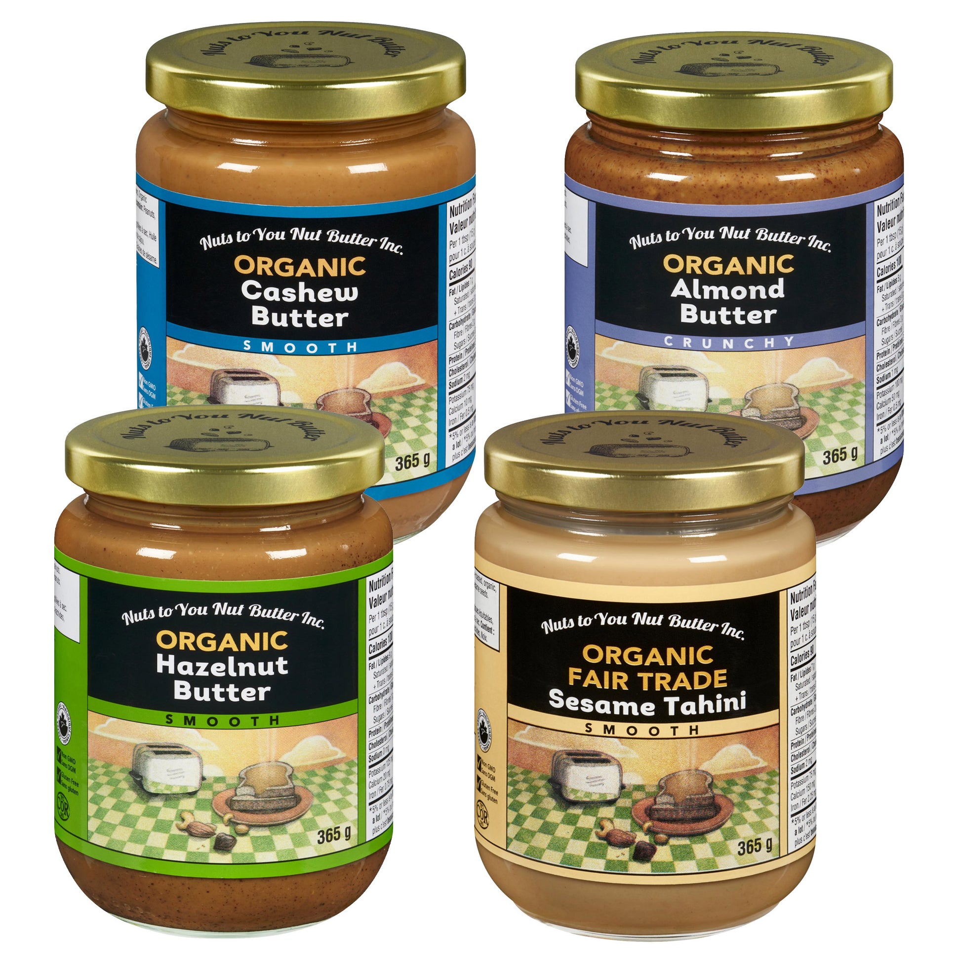 Nuts to You Organic Nut Butter Variety Pack, 4 × 365 g - image 1