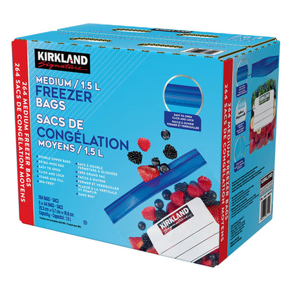Kirkland Signature Medium Freezer Bags, 6 packs of 44 - image 2
