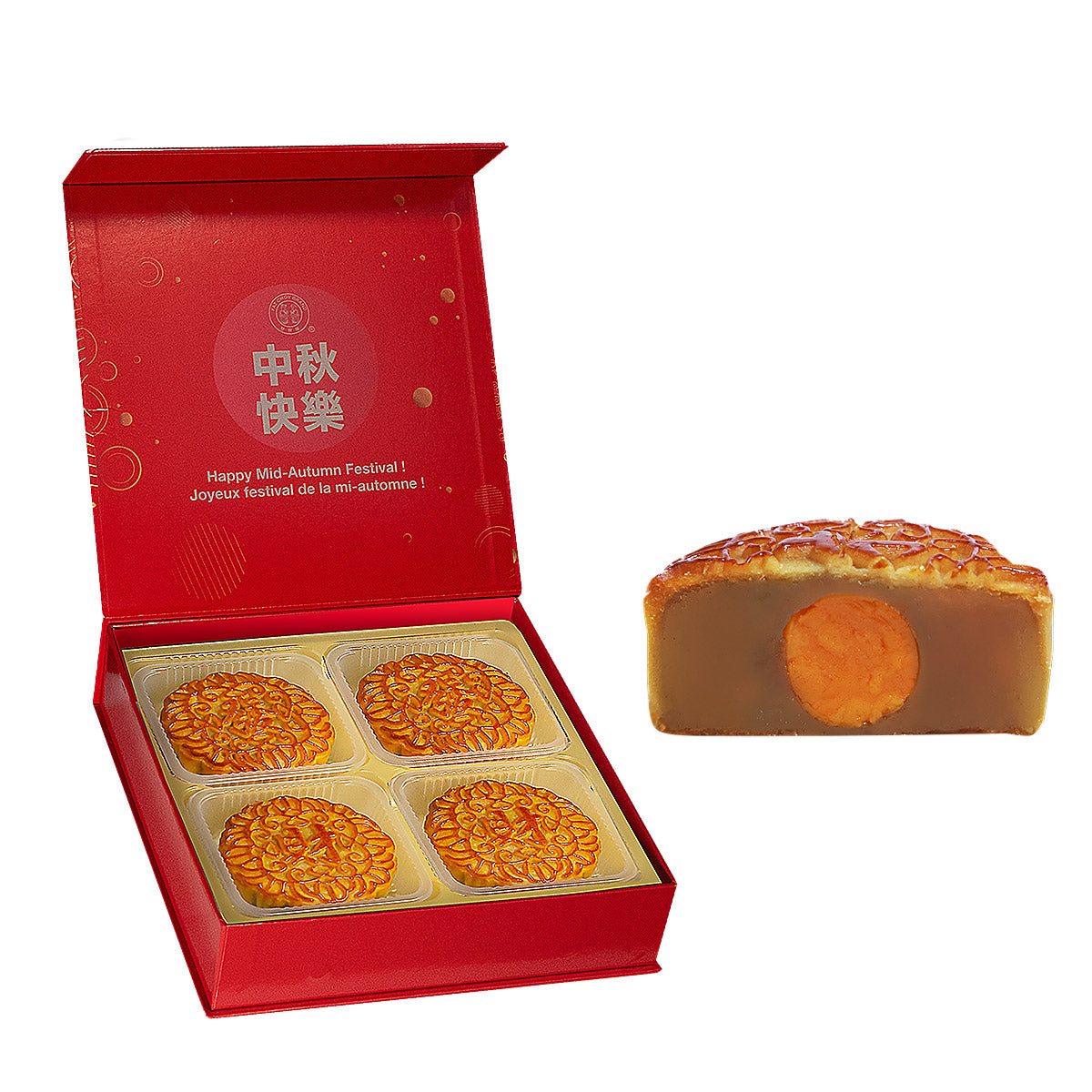 Fat Choy White Lotus Seed Paste with Single Yolk Mooncake, 3 × (4 × 160 g) - image 1