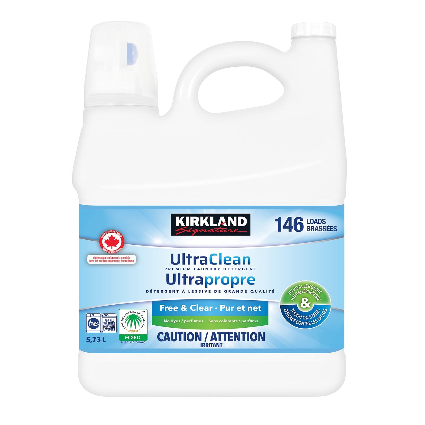 Kirkland Signature Ultra Clean Free and Clear Liquid Laundry Detergent, 146 wash loads - image 1