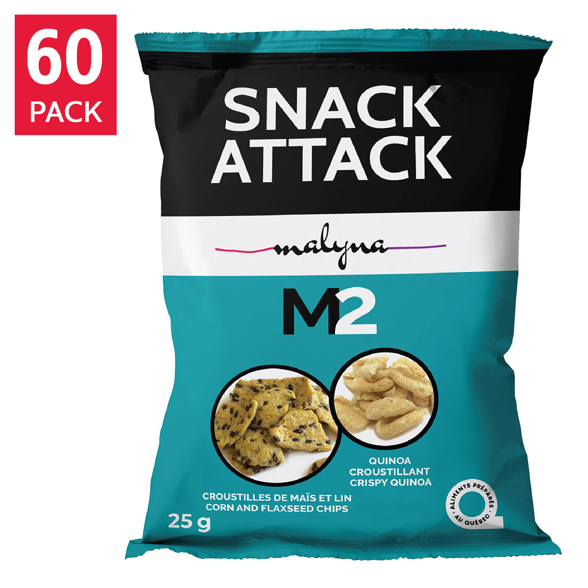 Snack Attack M2, Corn and Flaxseed Chips & Crispy Quinoa, 60 × 25 g - image 1