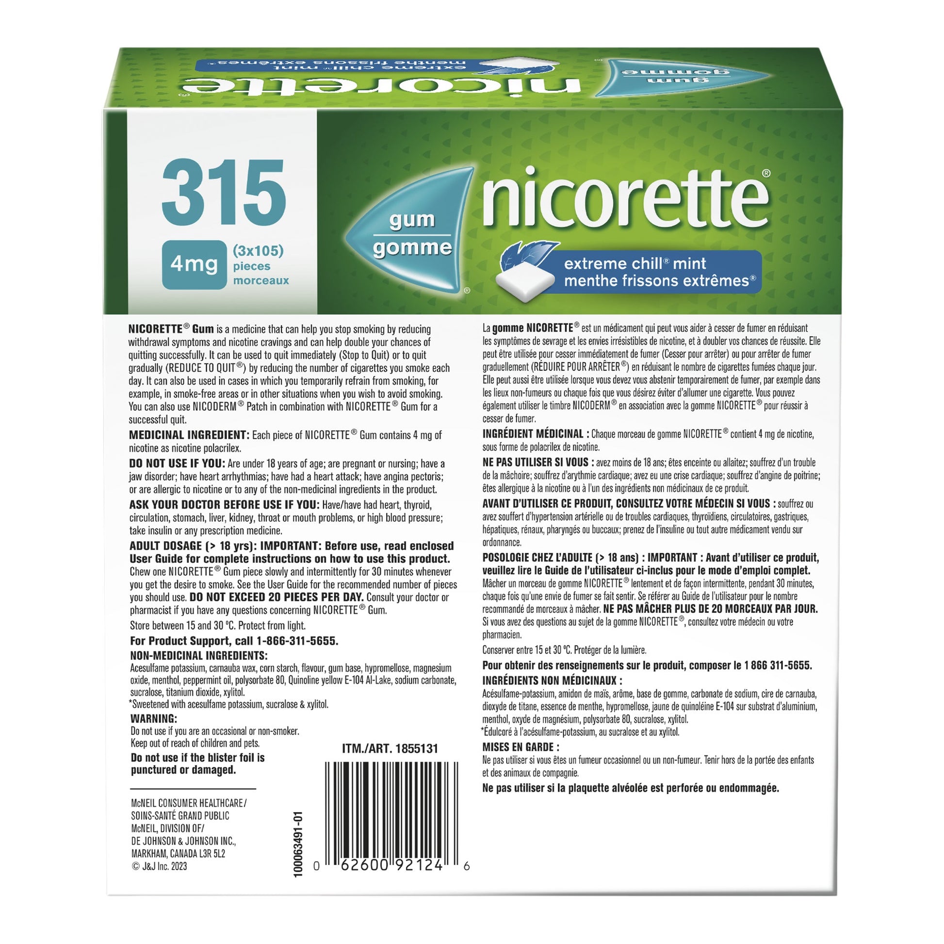 Nicorette Extreme Chill 4mg Mint Gum, 3 x 105 pieces - image 2