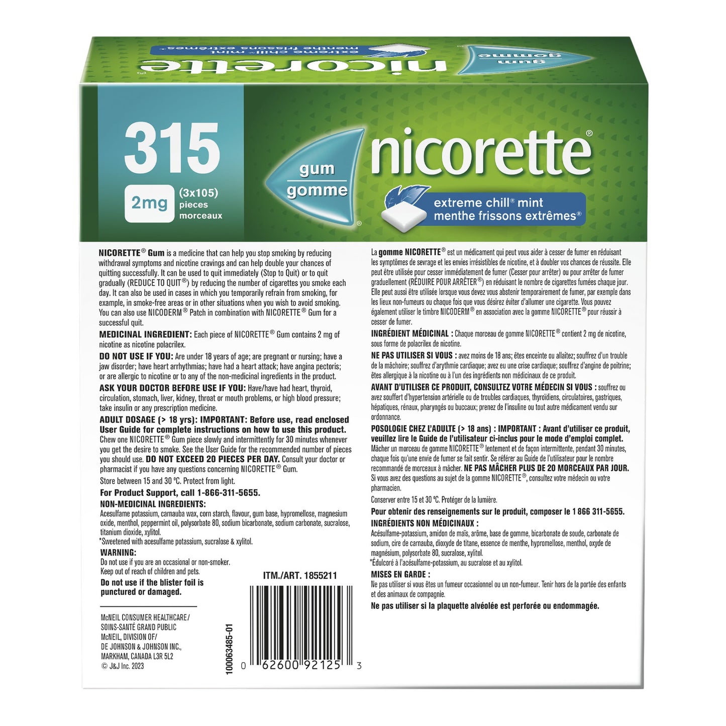 Nicorette Extreme Chill 2mg Mint Gum, 3 x 105 pieces - image 2