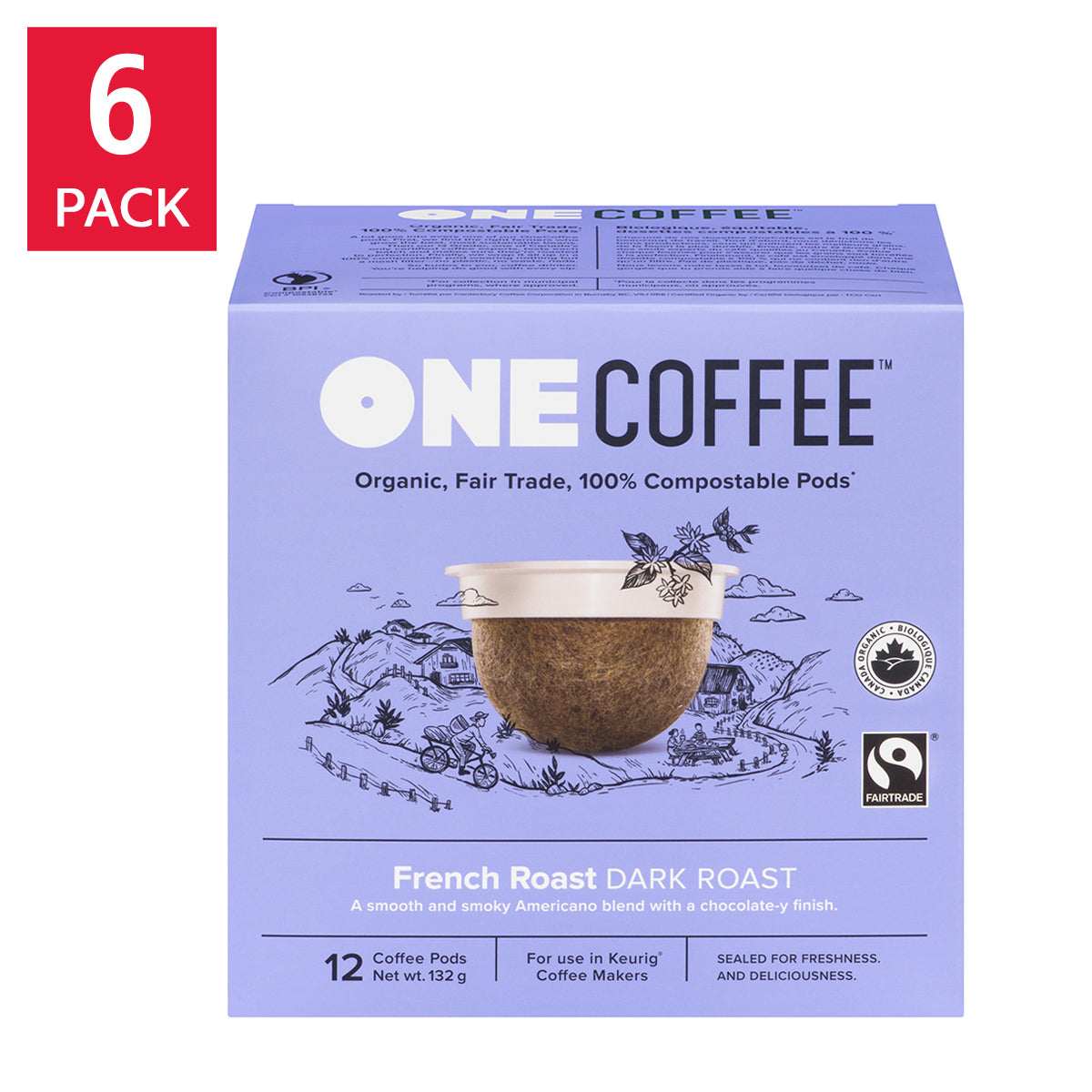 OneCoffee Organic French Roast Fairtrade Coffee K-Cup Pods, 72-count - image 1