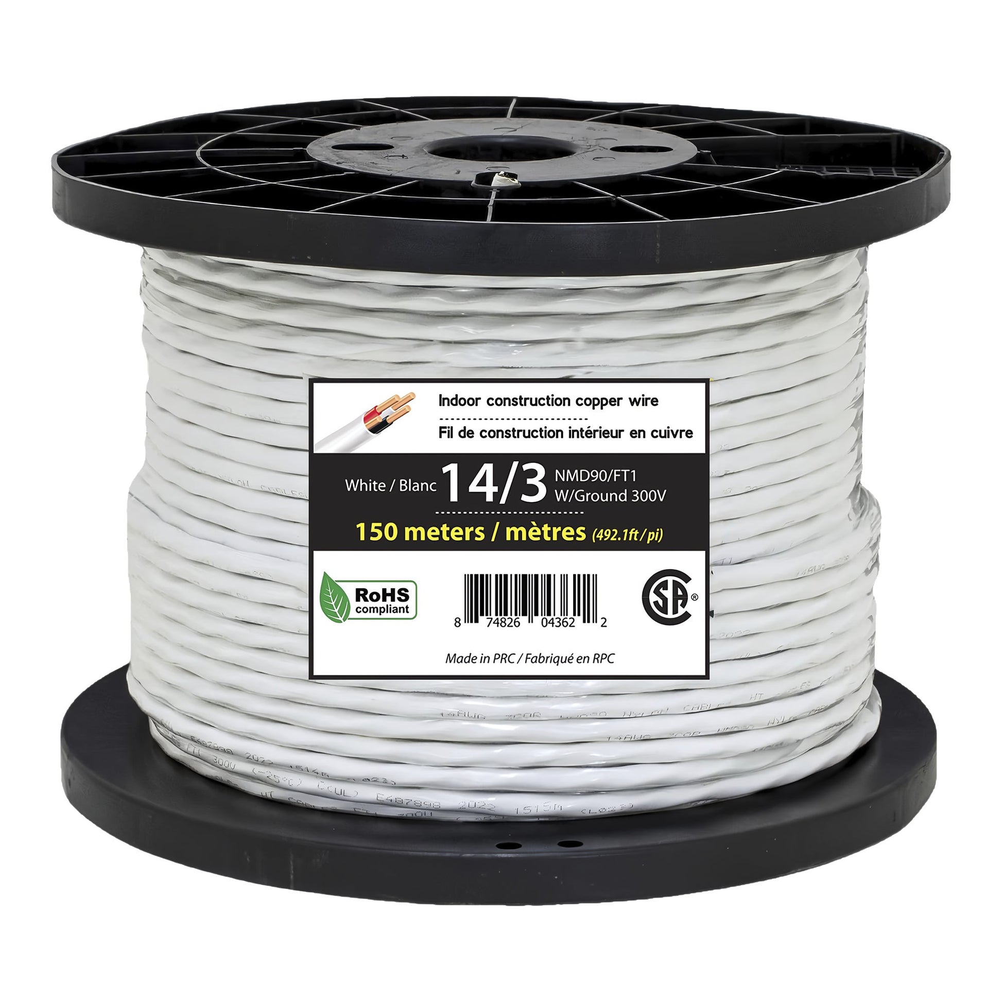 Interior electrical wire NMD90. 14/3-gauge, White, 150m - image 1