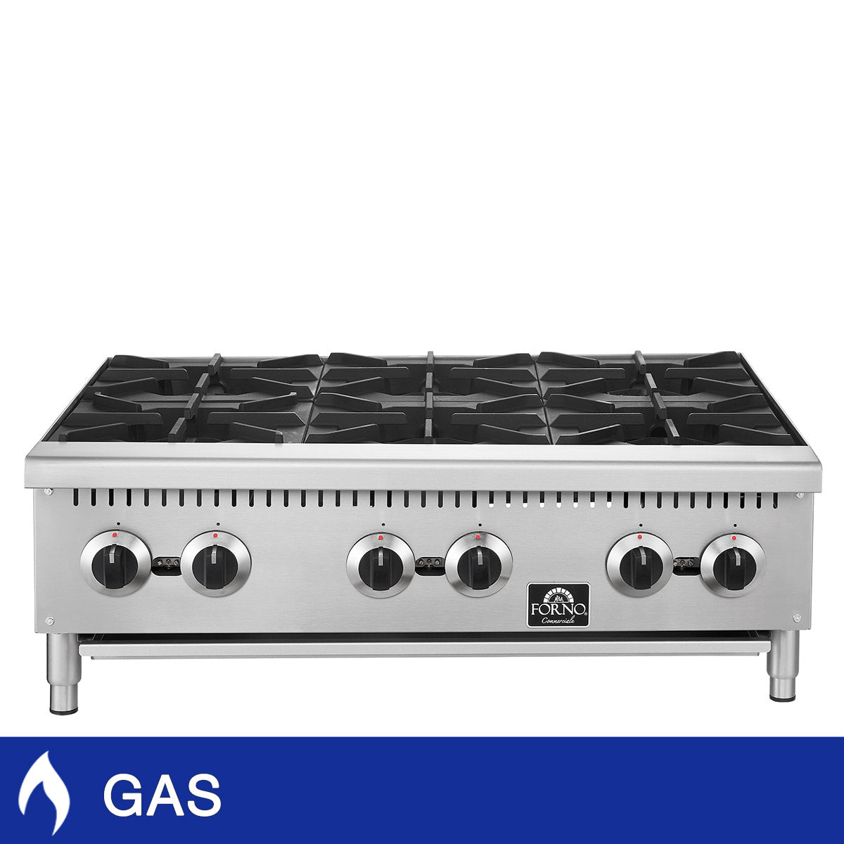 Forno Commercial 36 in Stainless Steel Gas 6 Burner Hotplate with Removable Burner Grates - image 1