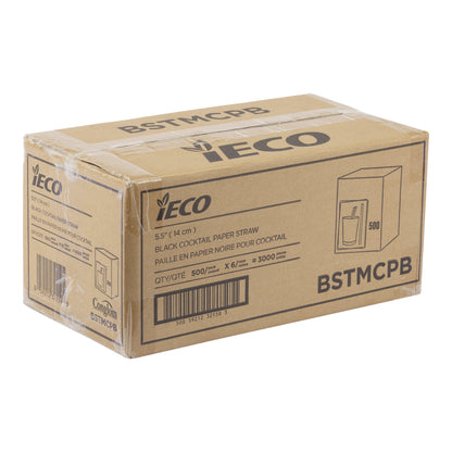 iECO 5.5" Black Cocktail Paper Straws, 6 Packs of 500 - image 2