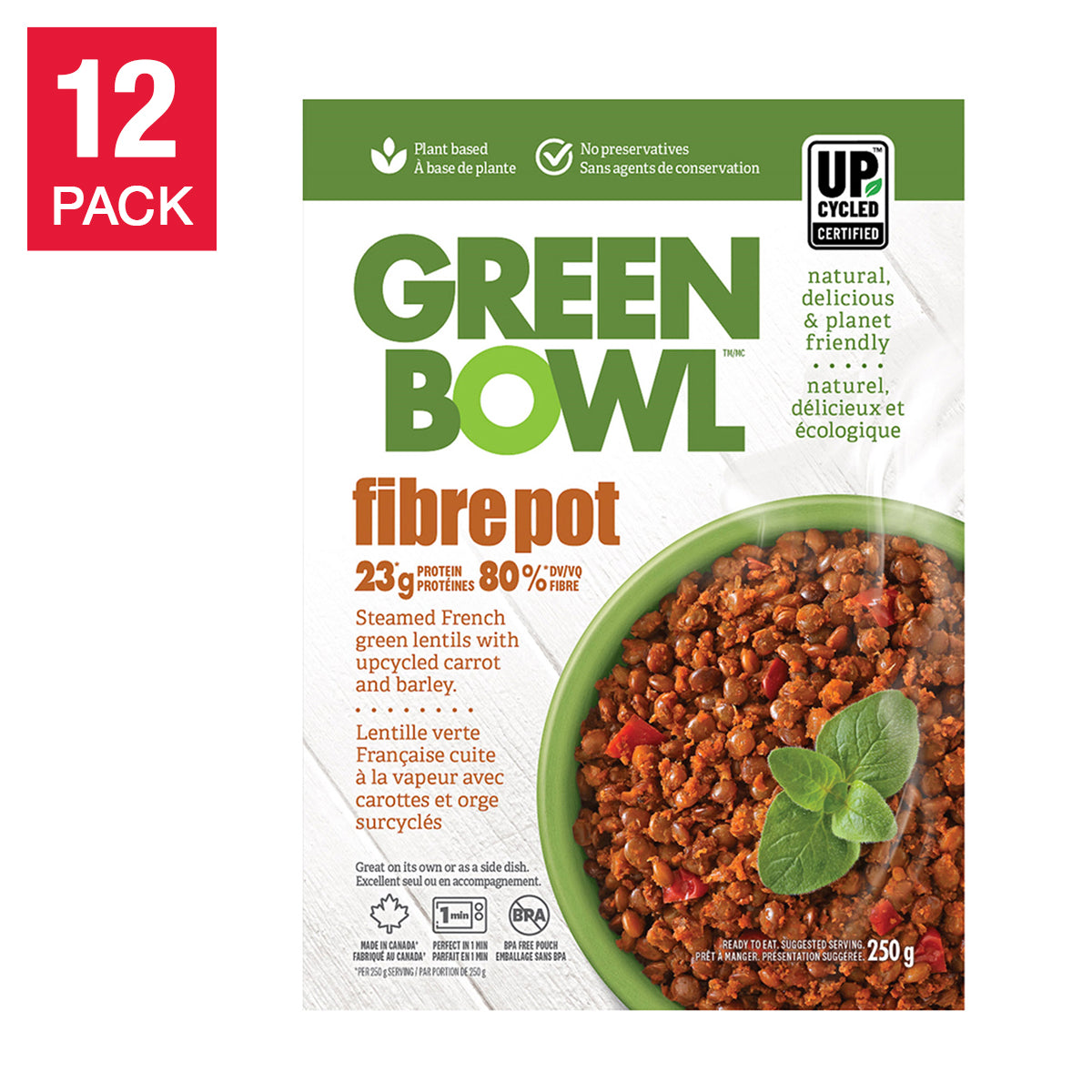 Green Bowl Fibrepot Vegan Meal, 12 × 250 g - image 1