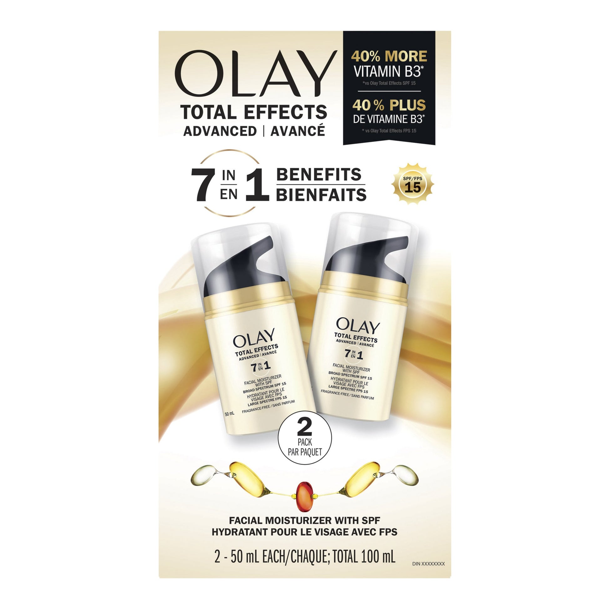 Olay Total Effects Advanced Face Moisturizer, 2 x 50 mL - image 1