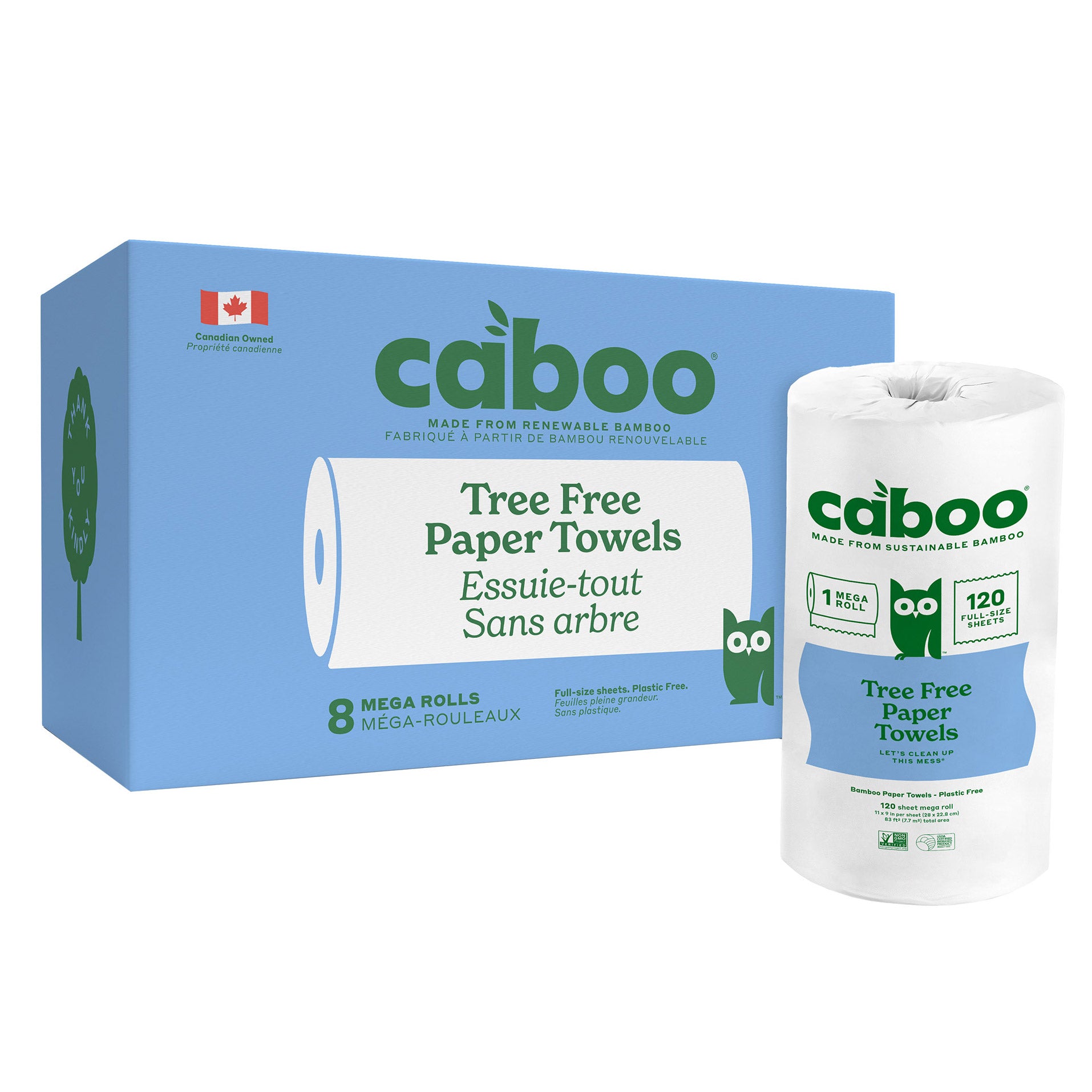 Caboo Bamboo Paper Towels 2-ply 120 Sheets, 8 Mega Rolls - image 1