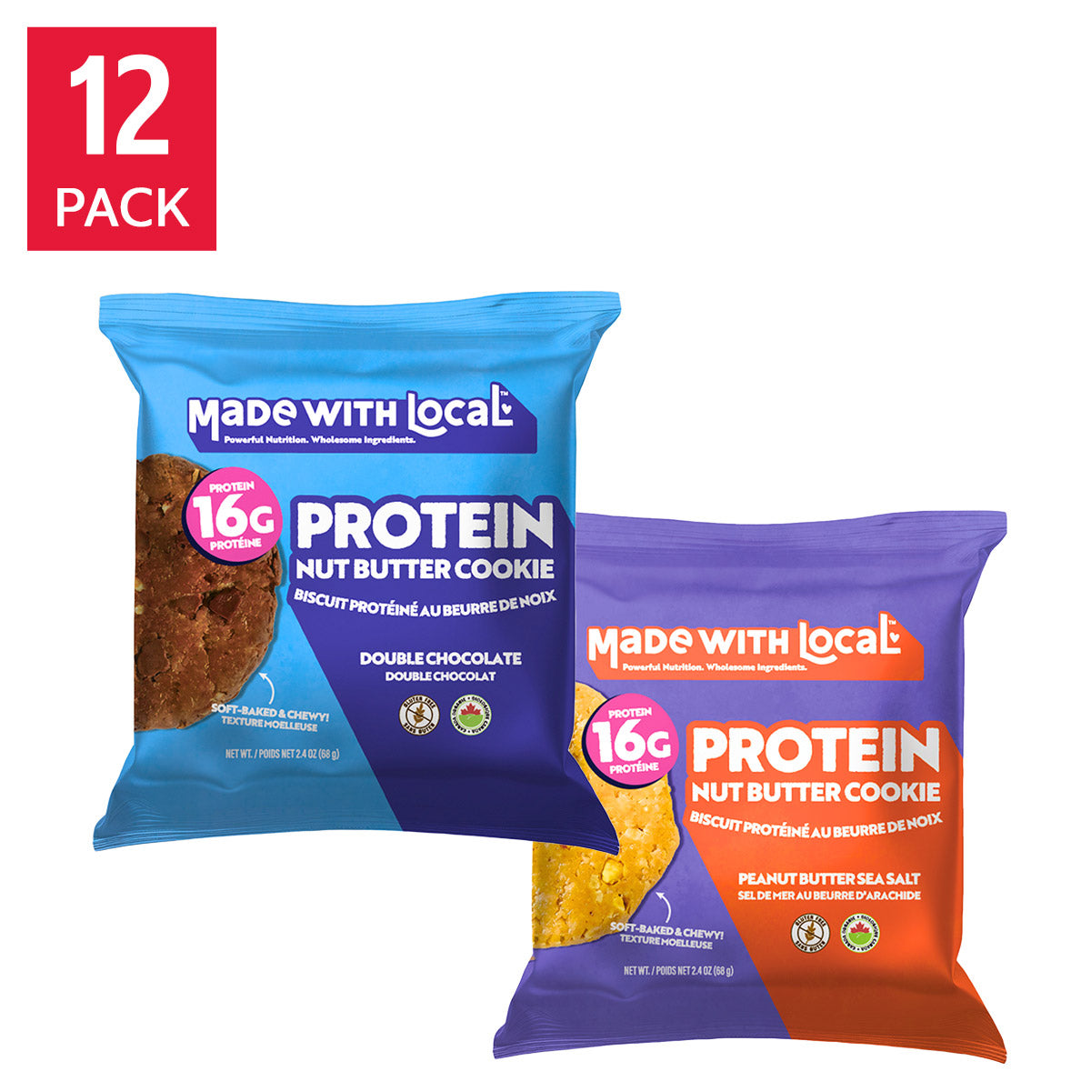 Made With Local Protein Nut Butter Cookies, Variety Pack, 24 × 68 g - image 1