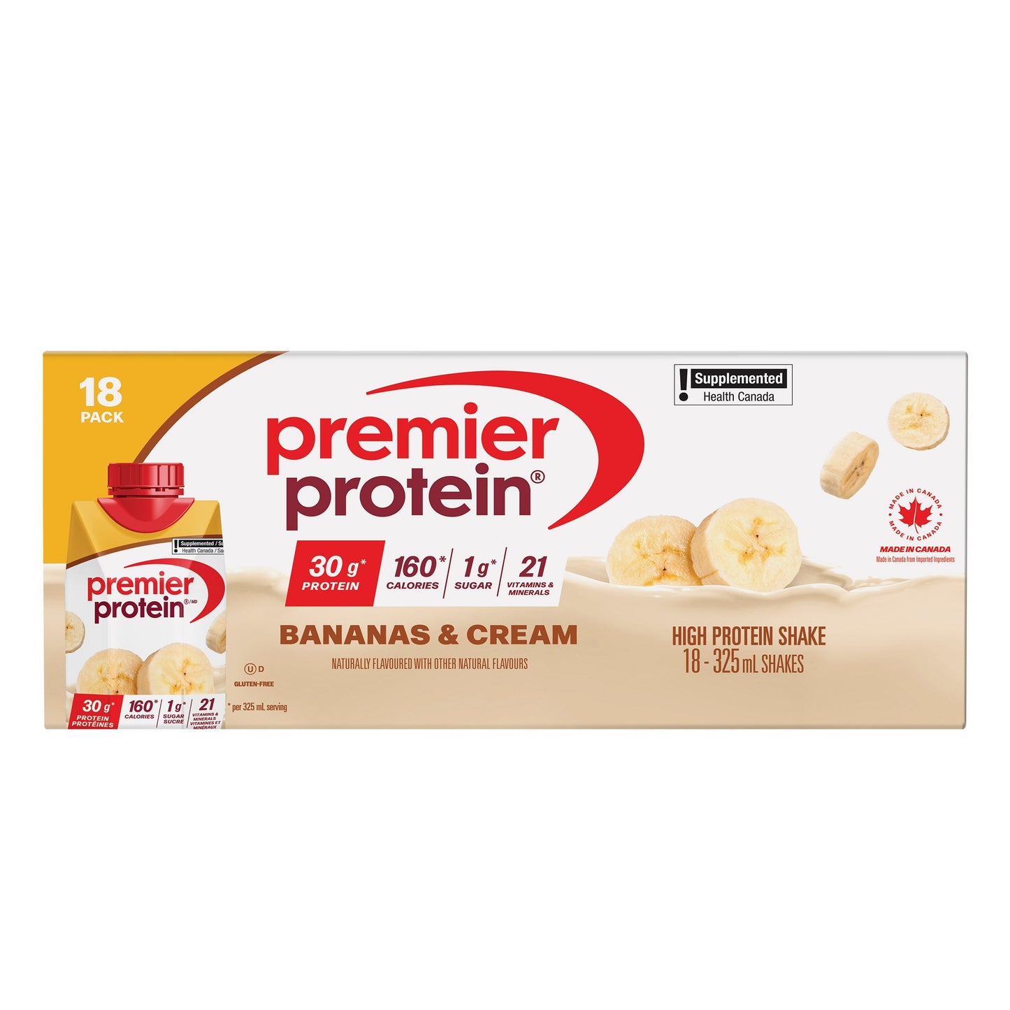 Premier Protein High-protein Banana Shake, 18 x 325 mL - image 1