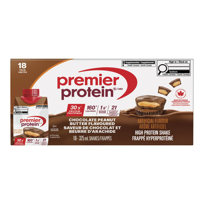 Premier Protein High-protein Chocolate Peanut Butter Shake, 18 x 325 mL - image 1