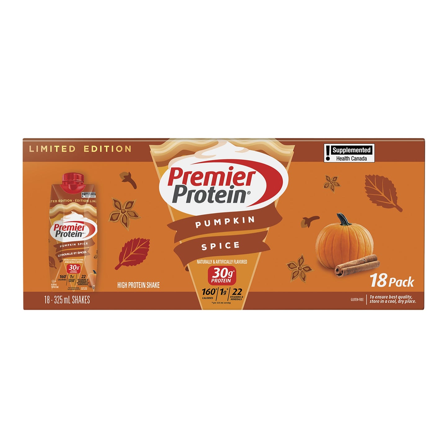 Premier Protein High-protein Pumpkin Spice  Shake 325 mL, 18-count - image 1
