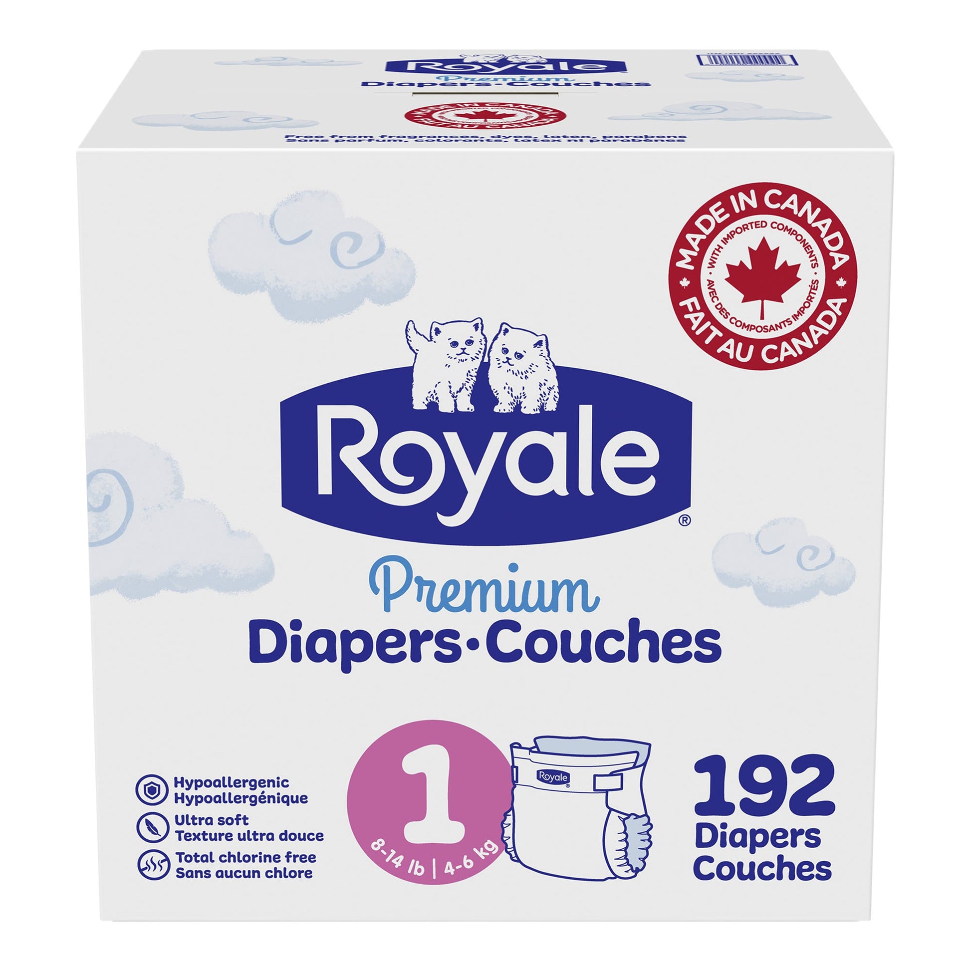 Royale Premium Baby Size 1 Diapers,      Pack of 192 - image 1