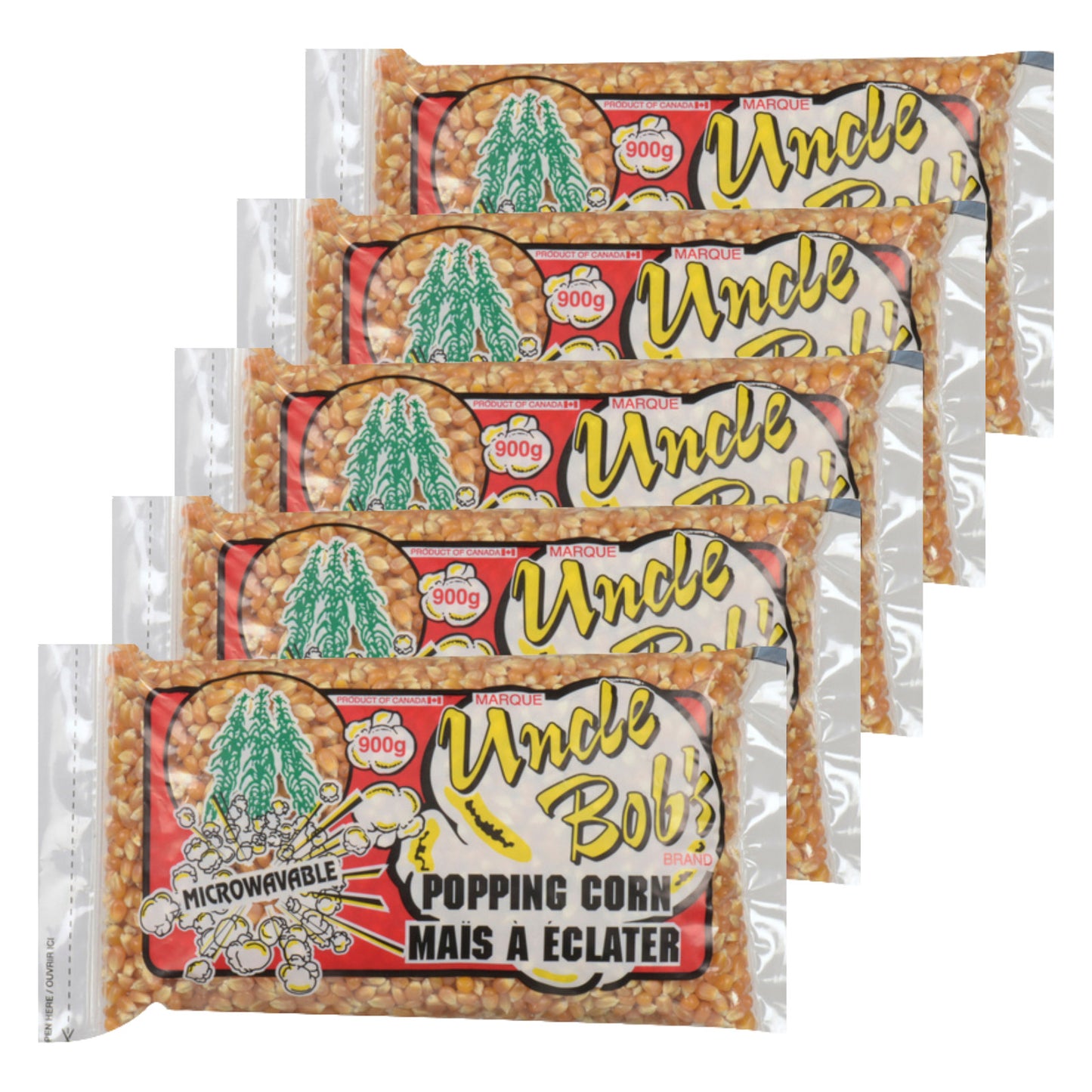 Uncle Bob's Yellow Popcorn Box Kernels, 5 × 900 g - image 1