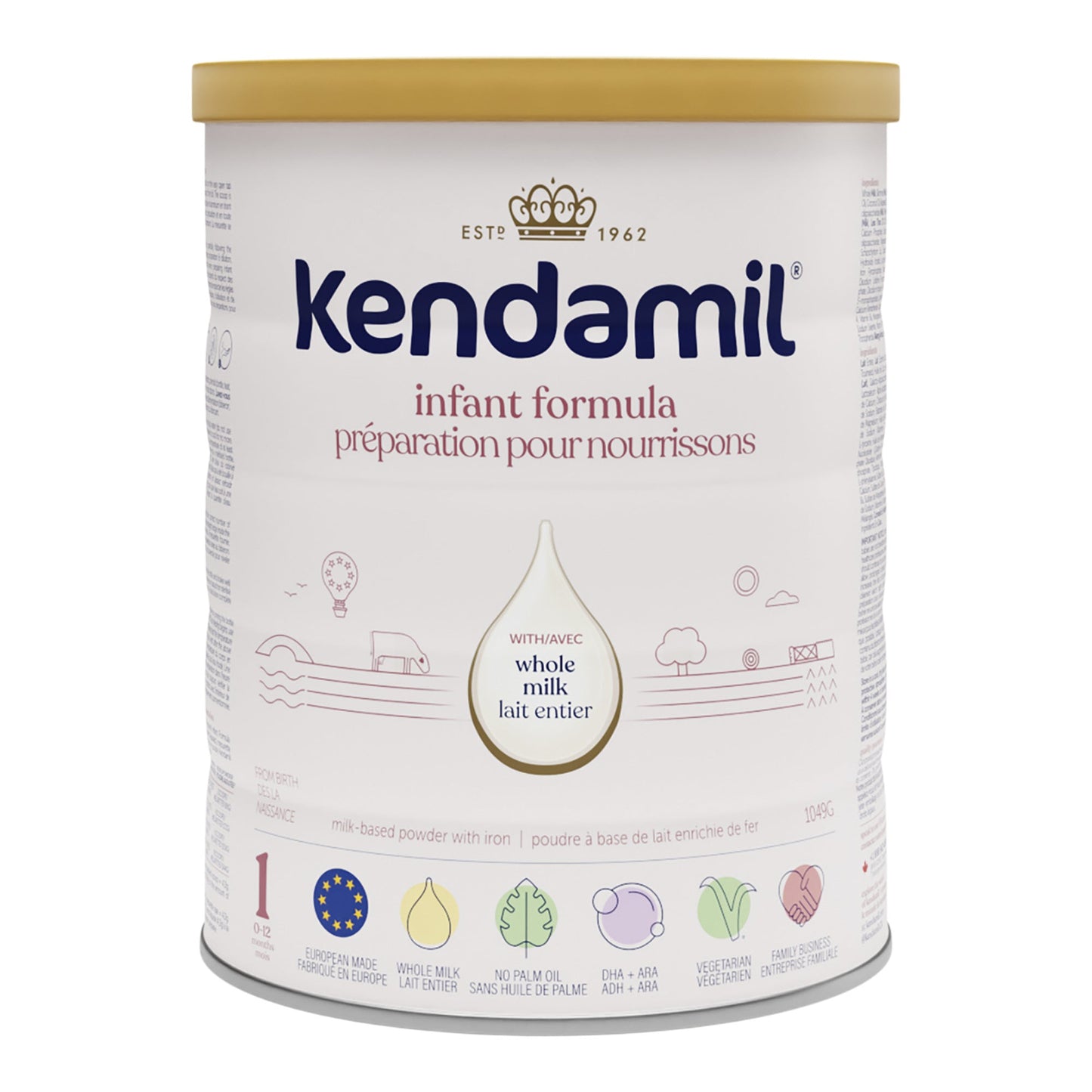 Kendamil Whole Milk Baby Formula Powder, European, Prebiotics, No Palm Oil or Soy, 1049g, 0-12 Months - image 1