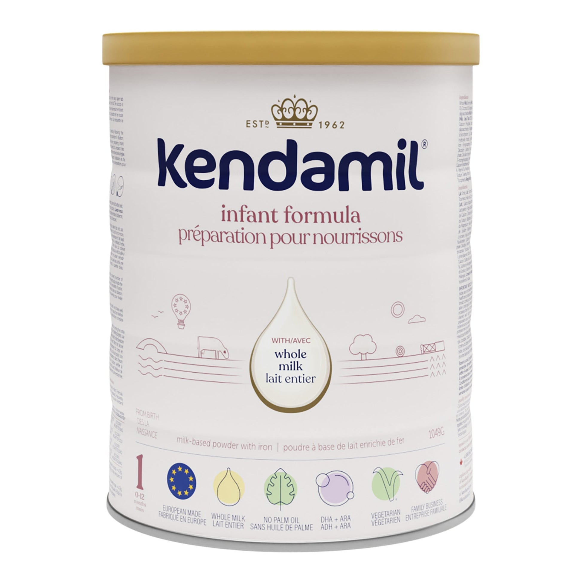 Kendamil Whole Milk Baby Formula Powder, European, Prebiotics, No Palm Oil or Soy, 1049g, 0-12 Months - image 1