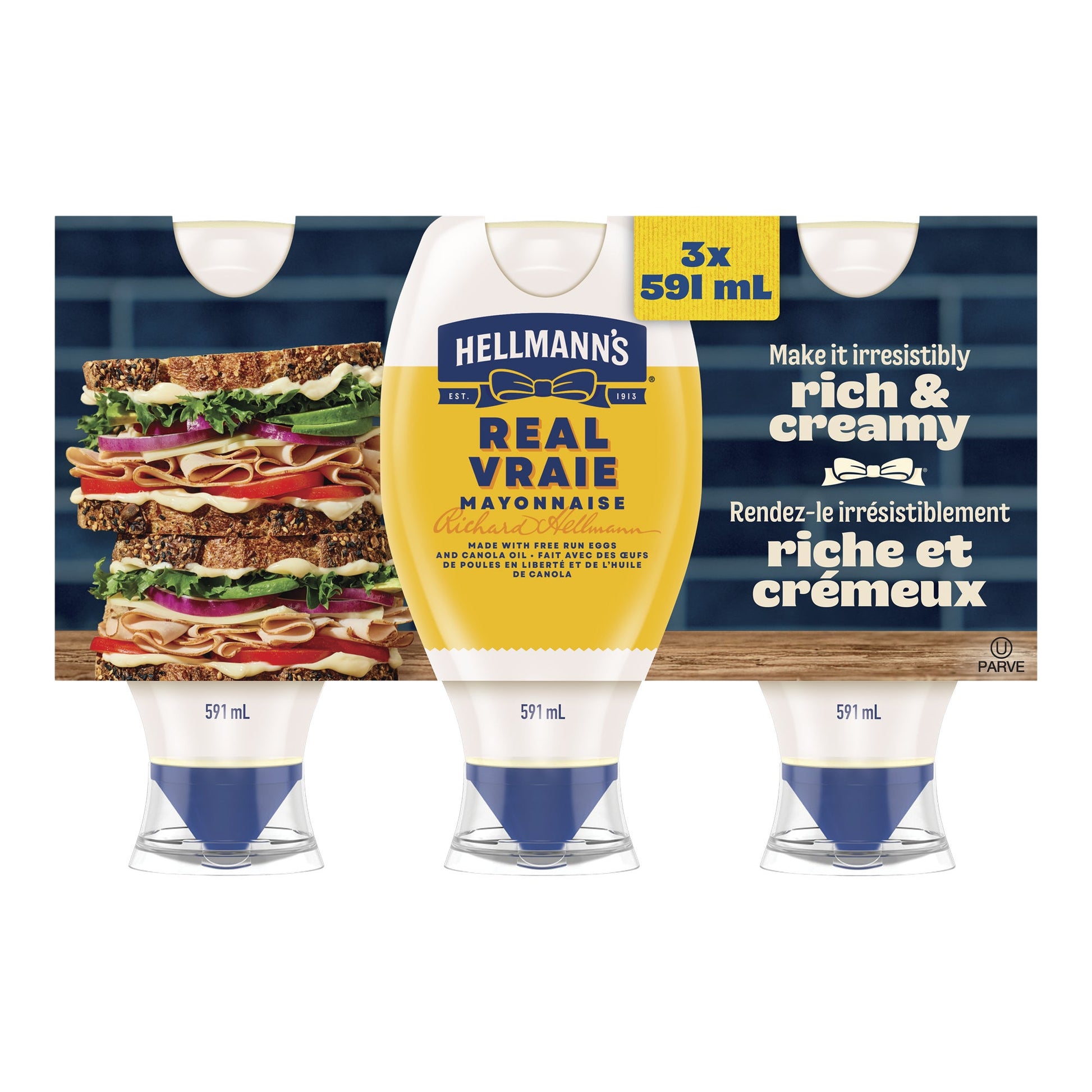 Hellmann's Real Mayonnaise, 3 x 591 mL - image 1