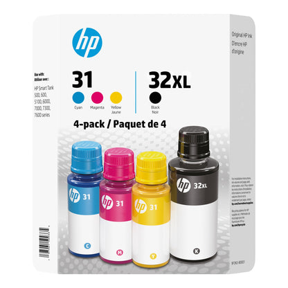 HP 32XL/31 Black and Tri-Color High-Yield Ink Bottle (9F3N3BN) Club Combo Pack - image 1