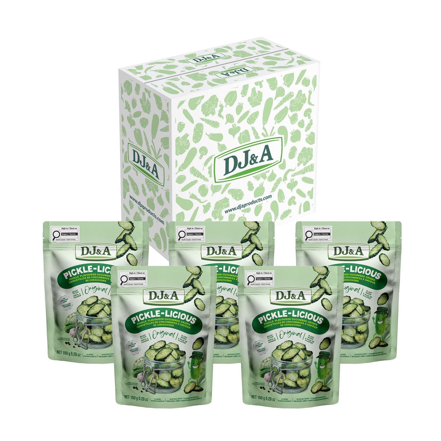 DJ&A Pickle-Licious Crispy Pickled Flavoured Cucumber Crisps, 5 × 150 g - image 1