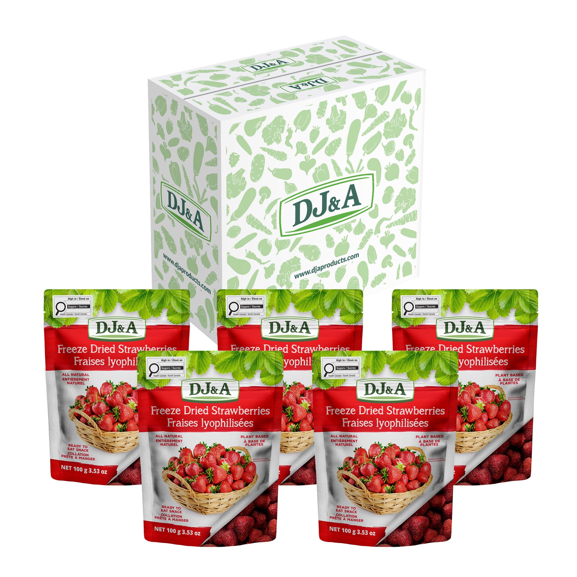 DJ&A Freeze Dried Strawberries, 5 × 100 g - image 1