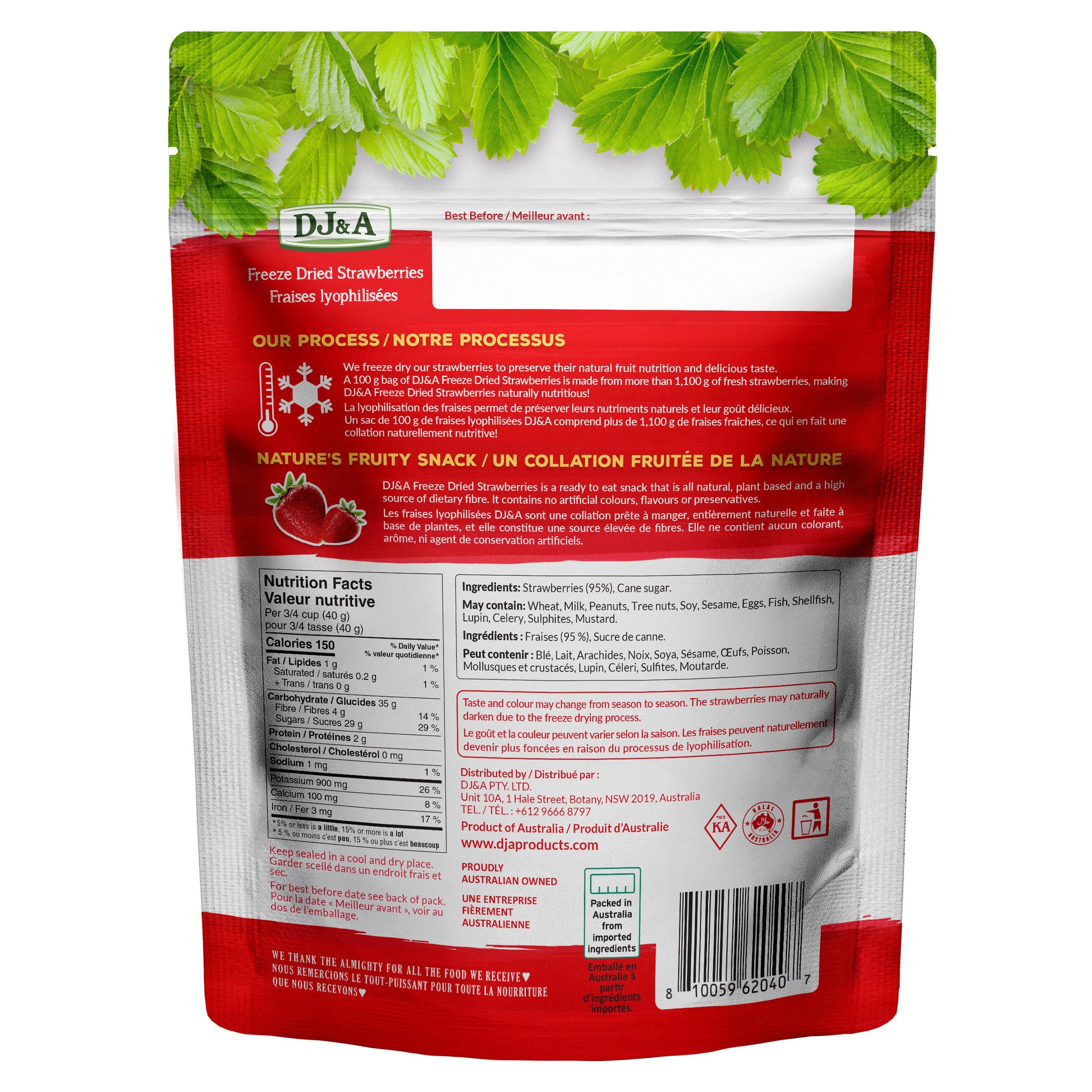 DJ&A Freeze Dried Strawberries, 5 × 100 g - image 3