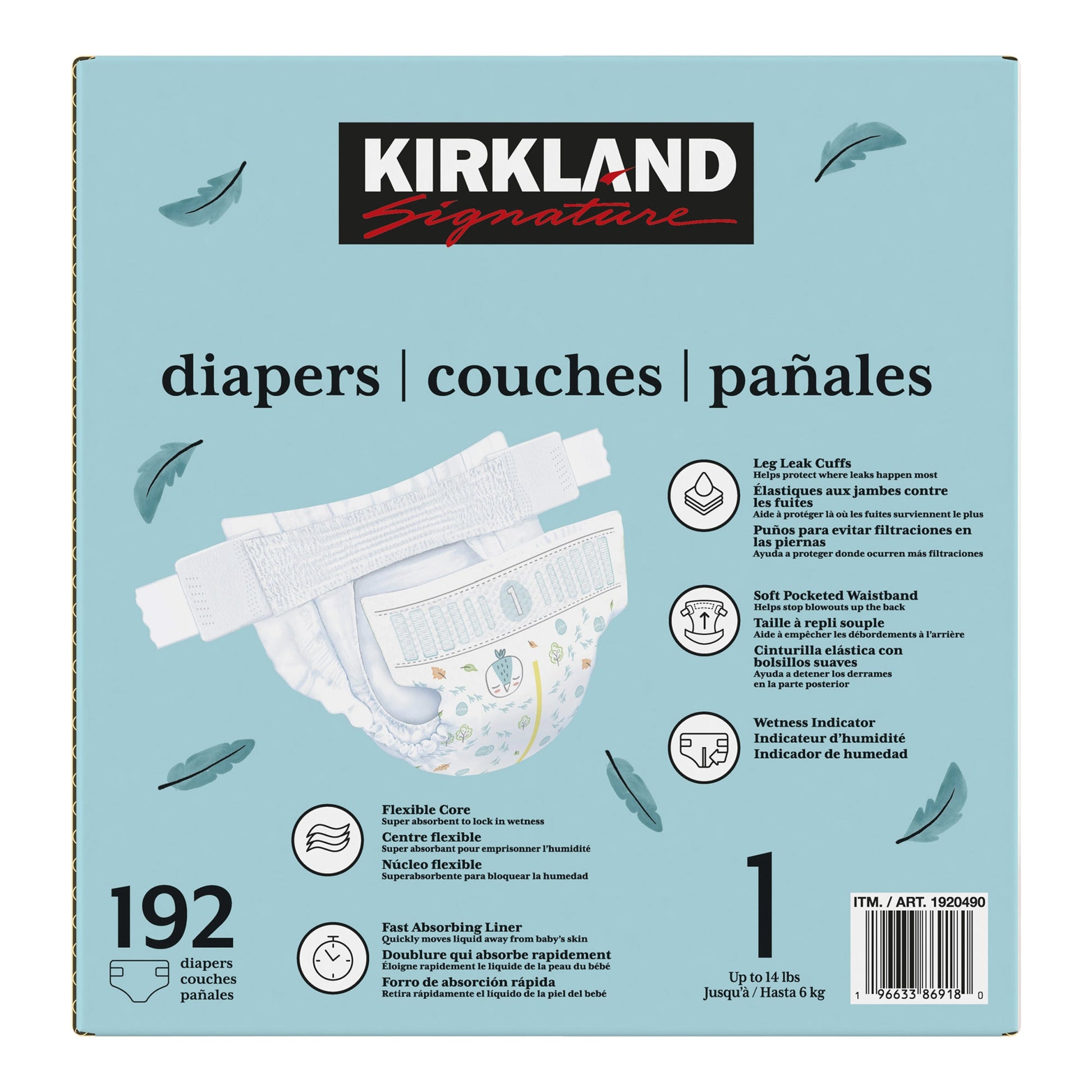 Kirkland Signature Diapers Size 1, pack of 192 - image 2