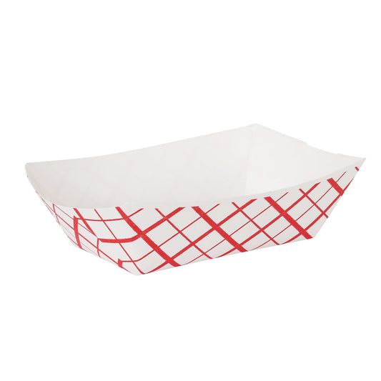 1lb Red Checkered French Fry Food Tray, Pack of 1000 - image 1