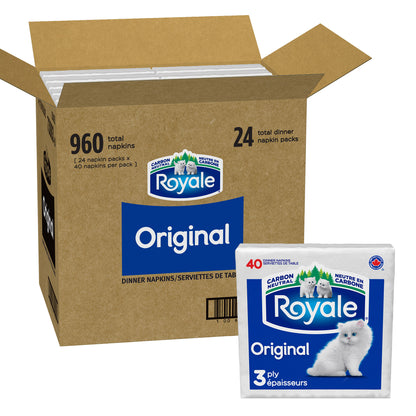 Royale 3-ply Napkins, 24 Packs, 40 Dinner Napkins per Pack - image 1