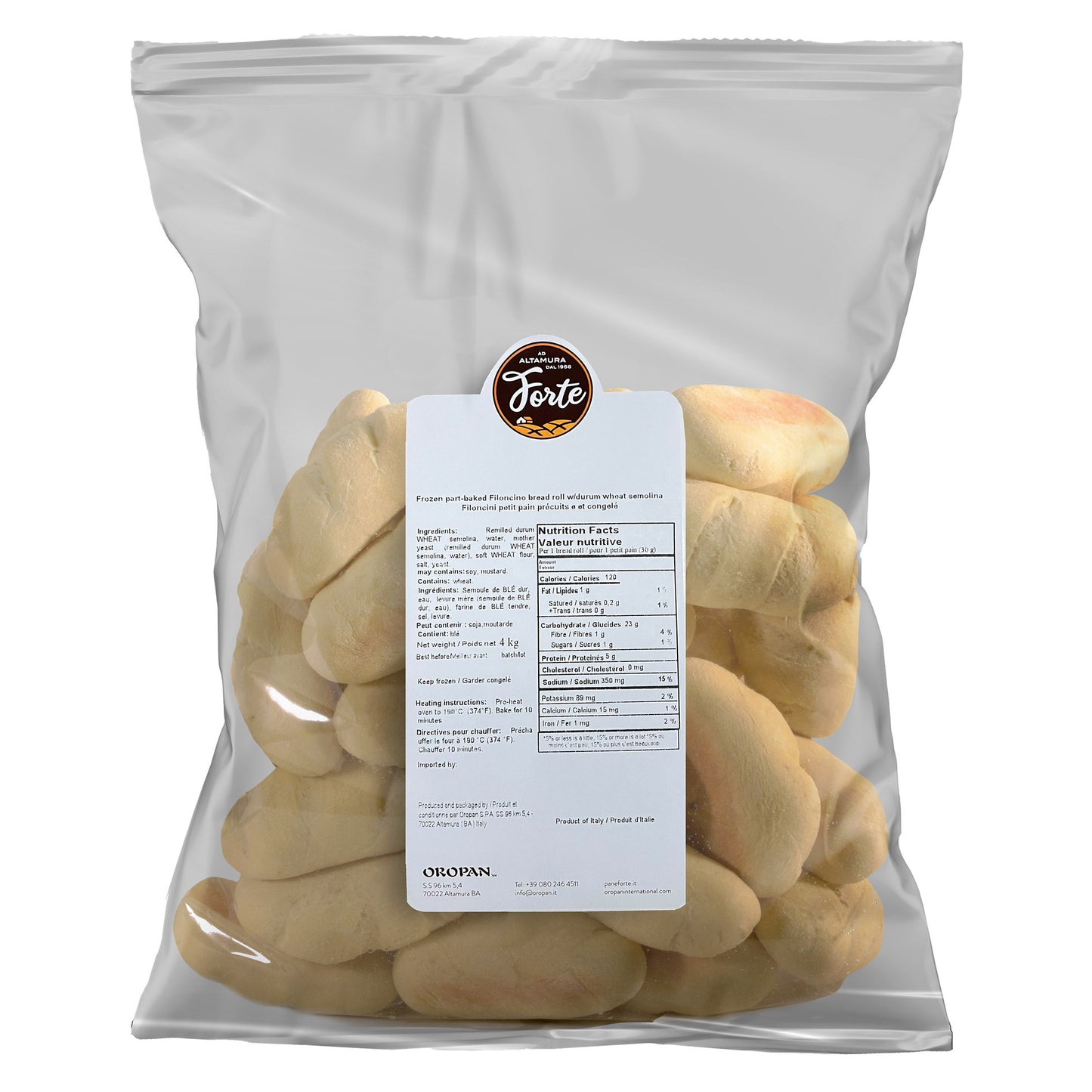 Oropan Frozen Par-baked Filoncino Bread Rolls, 60 × 50 g - image 1