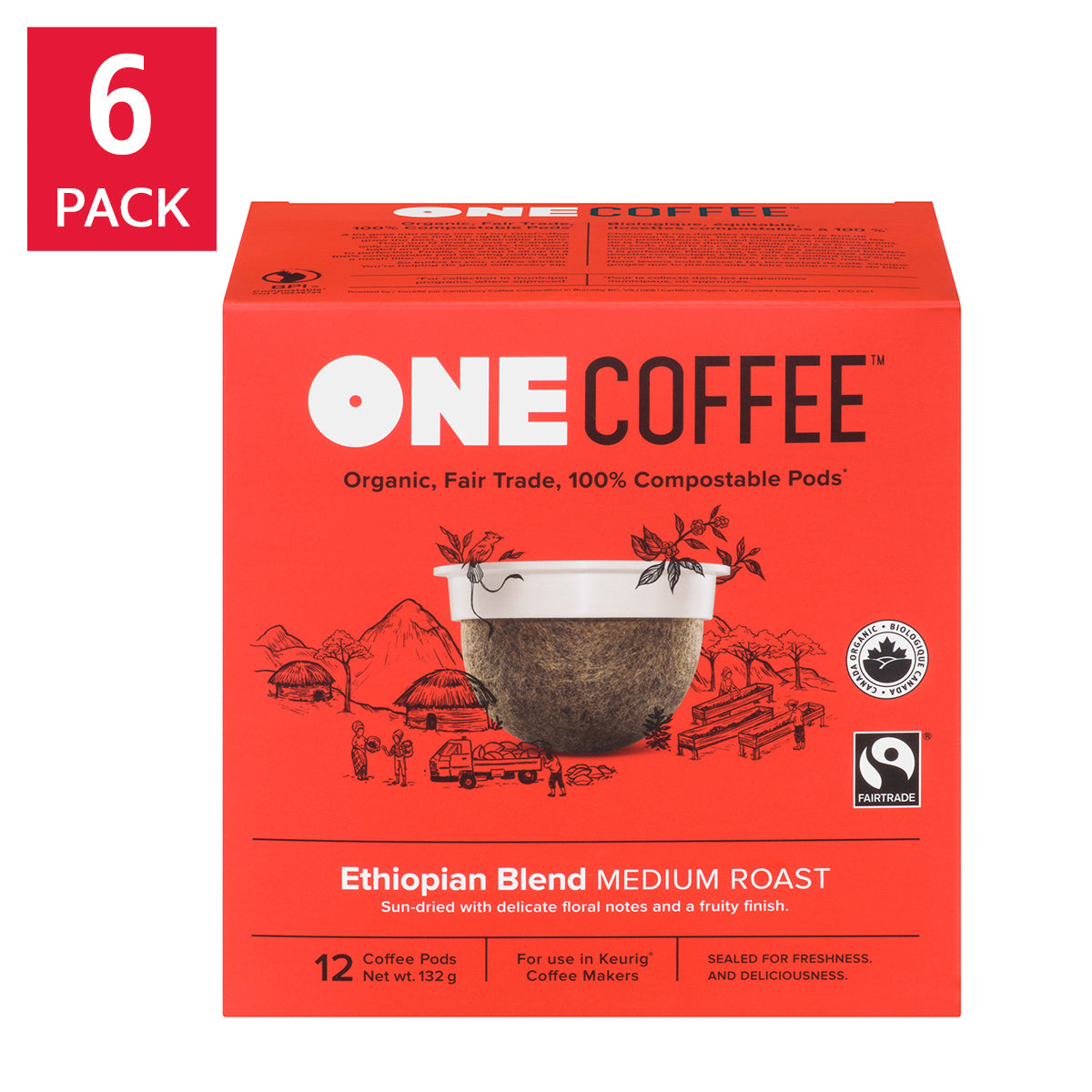 OneCoffee Organic Ethiopian Fairtrade Coffee K-Cup Pods, 72-count - image 1