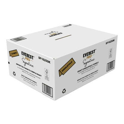 Everest Pro Signature Kraft Singlefold Hand Towel, 16 packages × 250 sheets - image 1