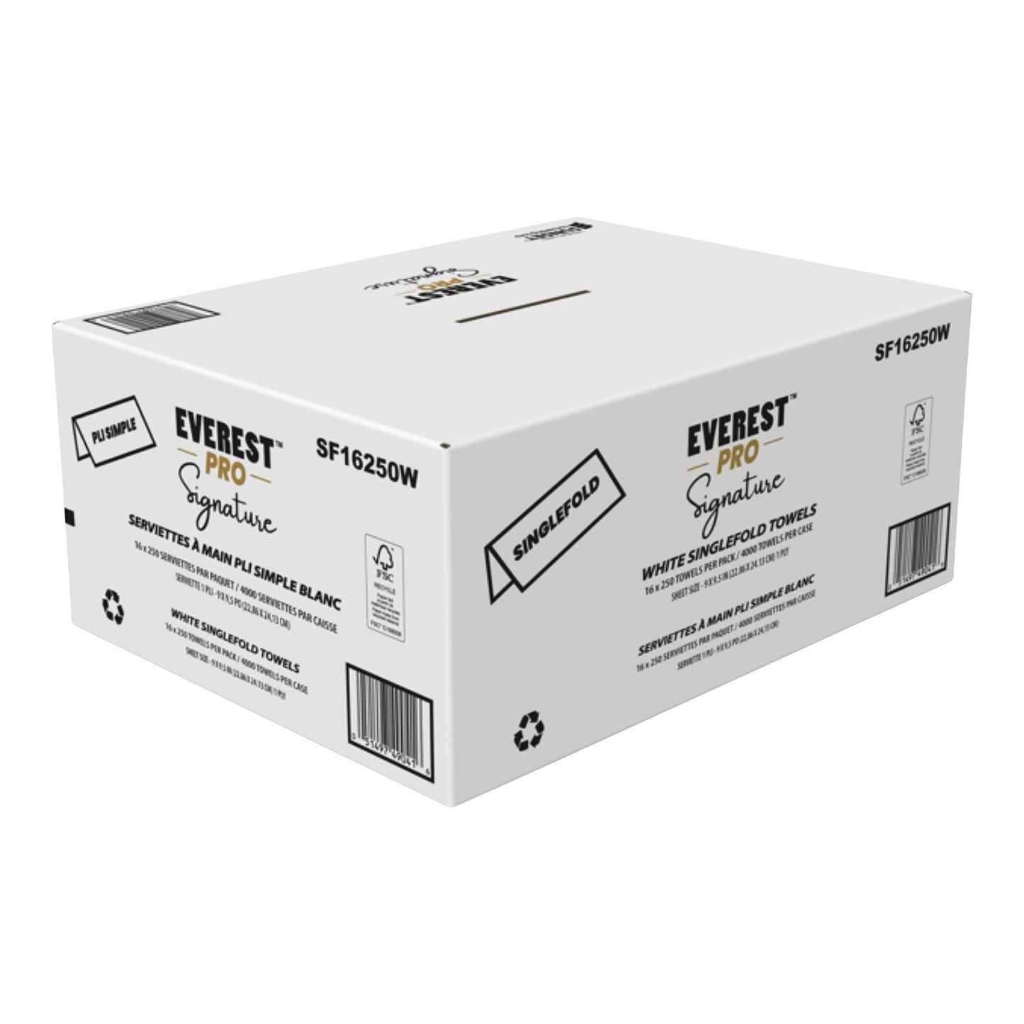 Everest Pro Signature White Singlefold Hand Towel, 16 packages × 250 sheets - image 1
