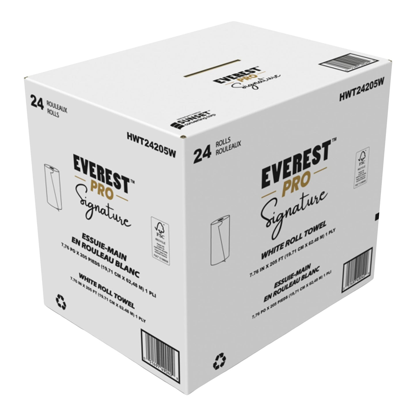 Everest Pro Signature White Towel Roll, 24 rolls, 19.7 cm × 62.5 m - image 1