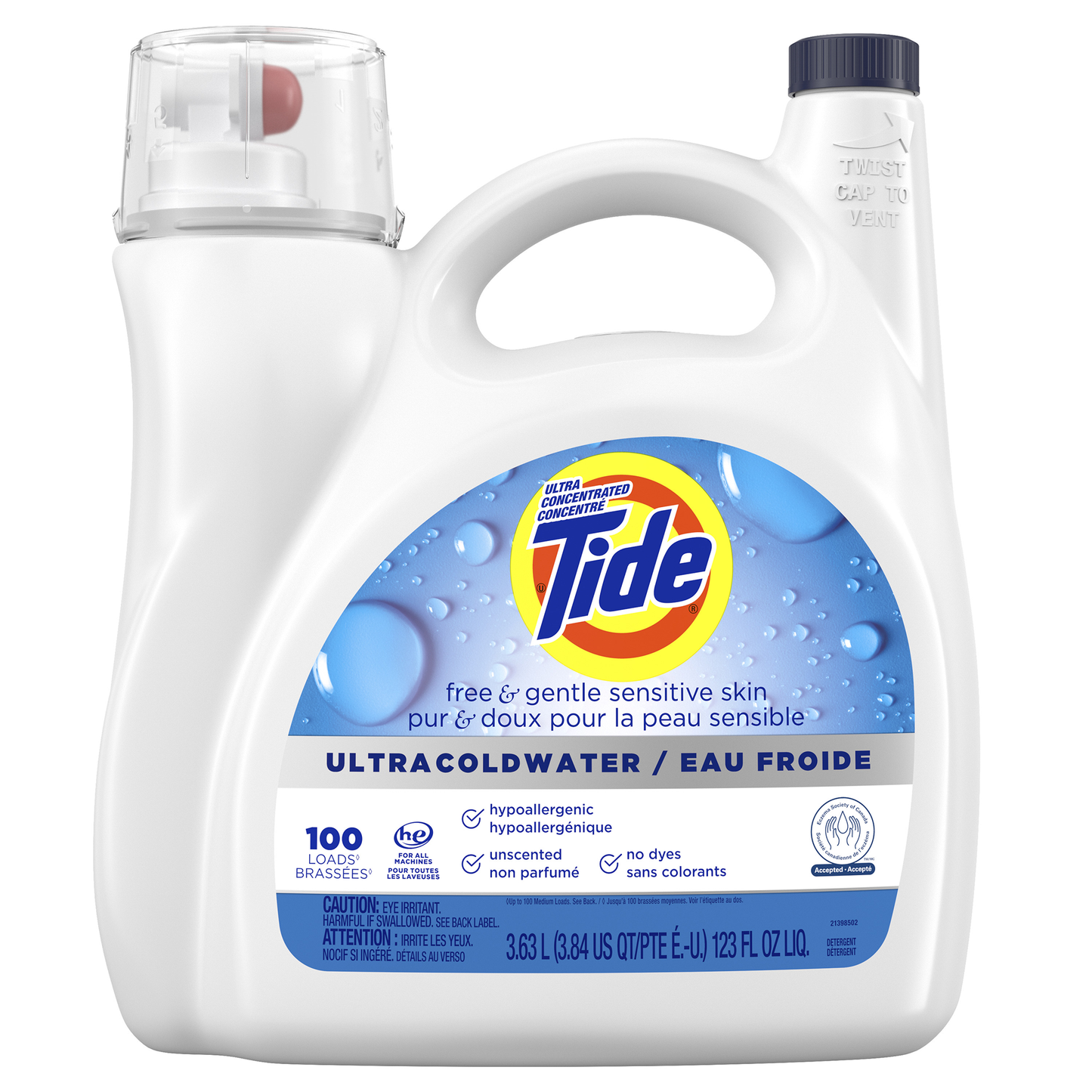 Tide Liquid Free and Gentle Ultra Coldwater, 100 washloads - image 1