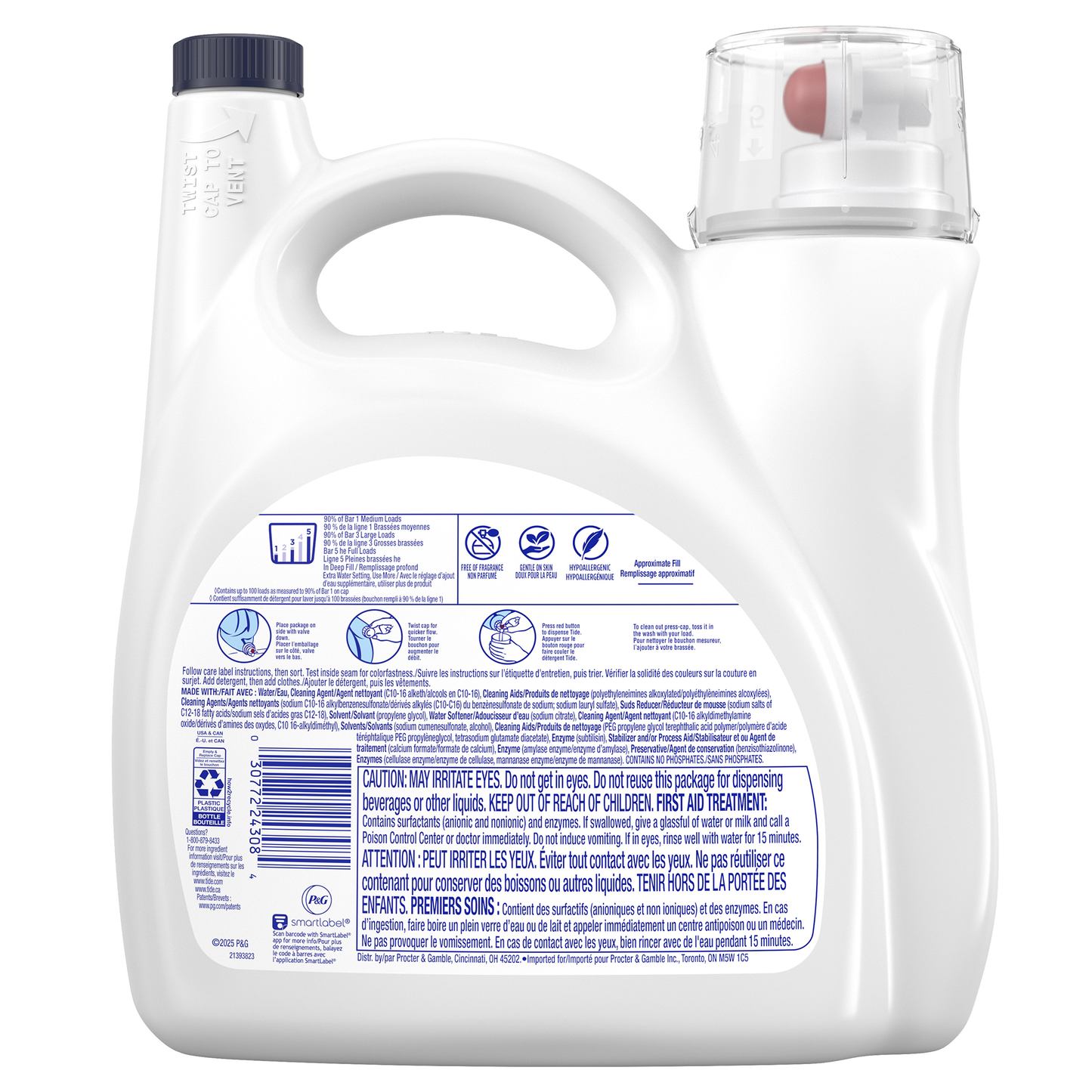 Tide Liquid Free and Gentle Ultra Coldwater, 100 washloads - image 2
