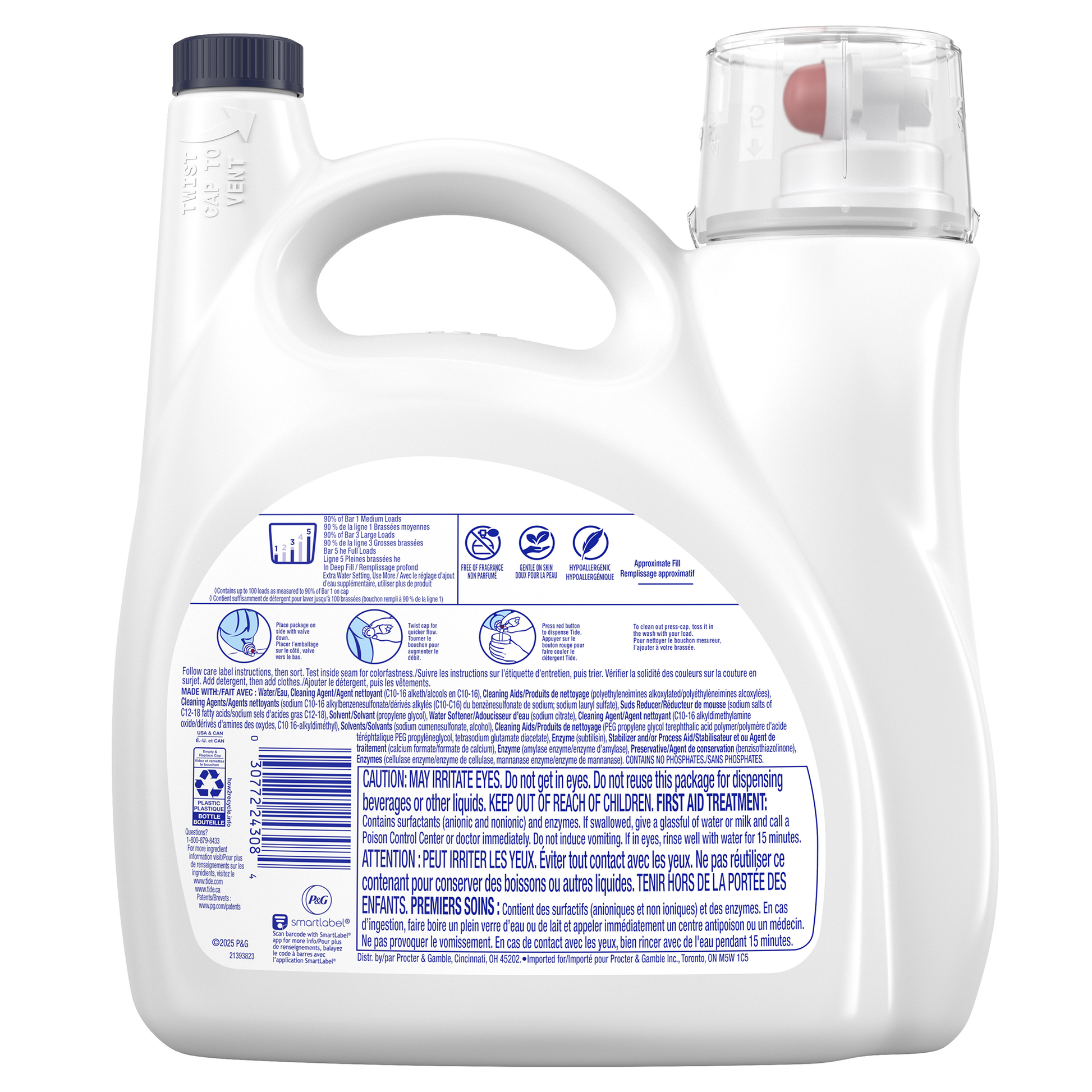 Tide Liquid Free and Gentle Ultra Coldwater, 100 washloads - image 2