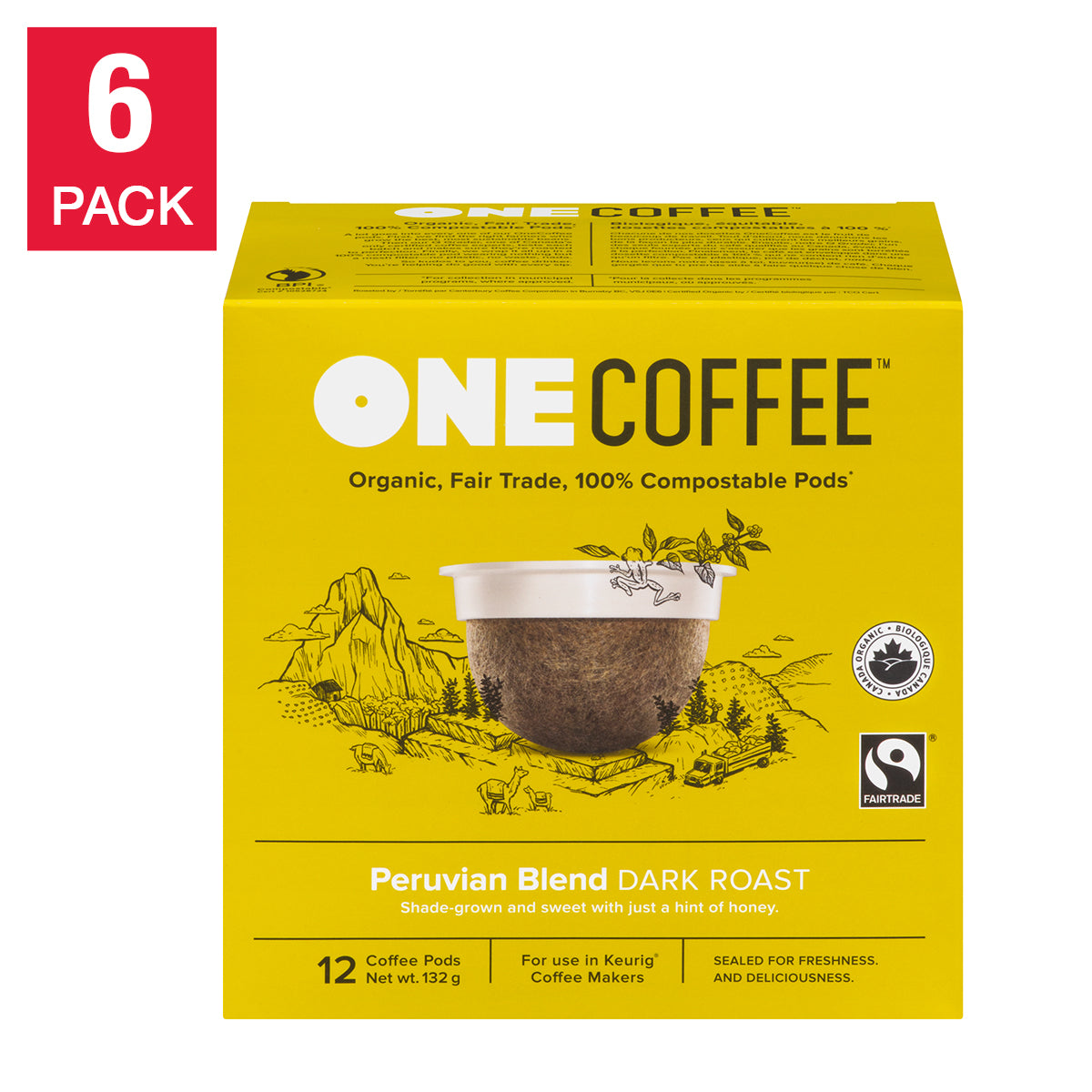 OneCoffee Organic Peruvian Fairtrade Coffee K-Cup Pods, 72-count - image 1
