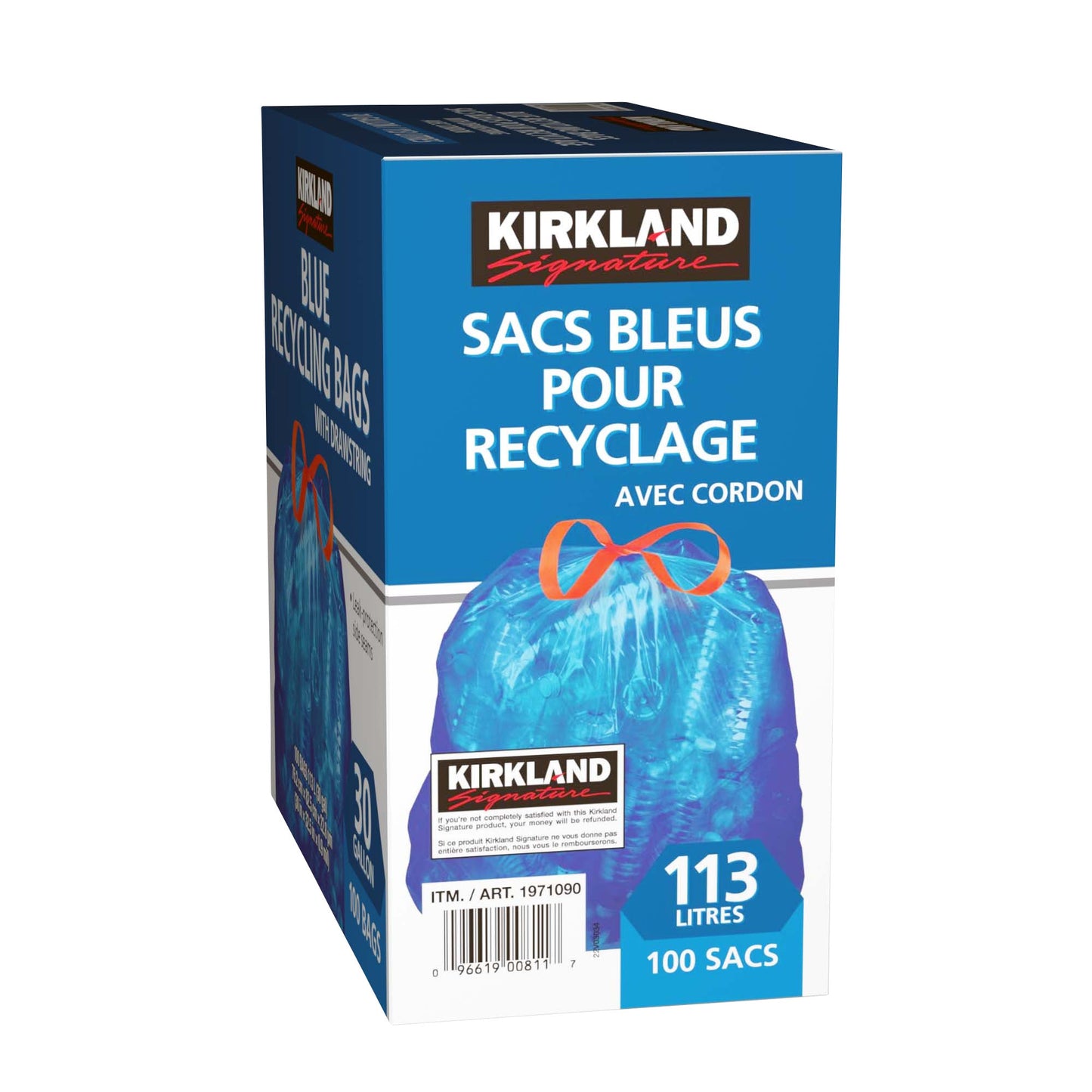 Kirkland Signature Blue Recycling Bags with drawstrings, Pack of 100 - image 3