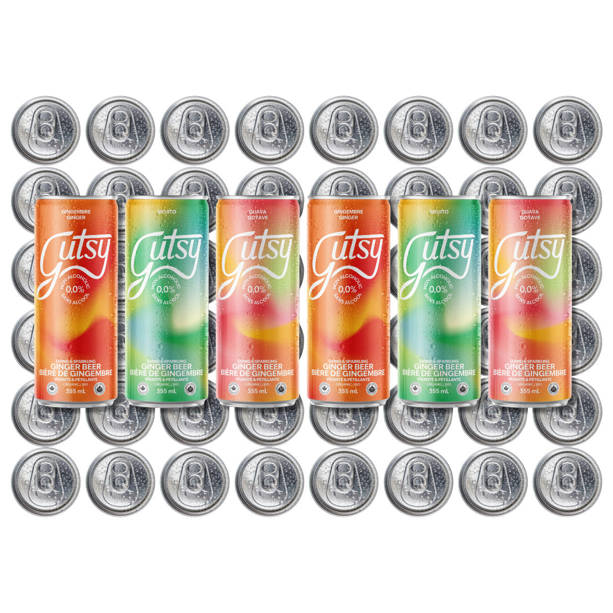 Gutsy Organic Living Ginger Beer Mixed Pack, 355 mL (12 fl oz) × 48 cans - image 1