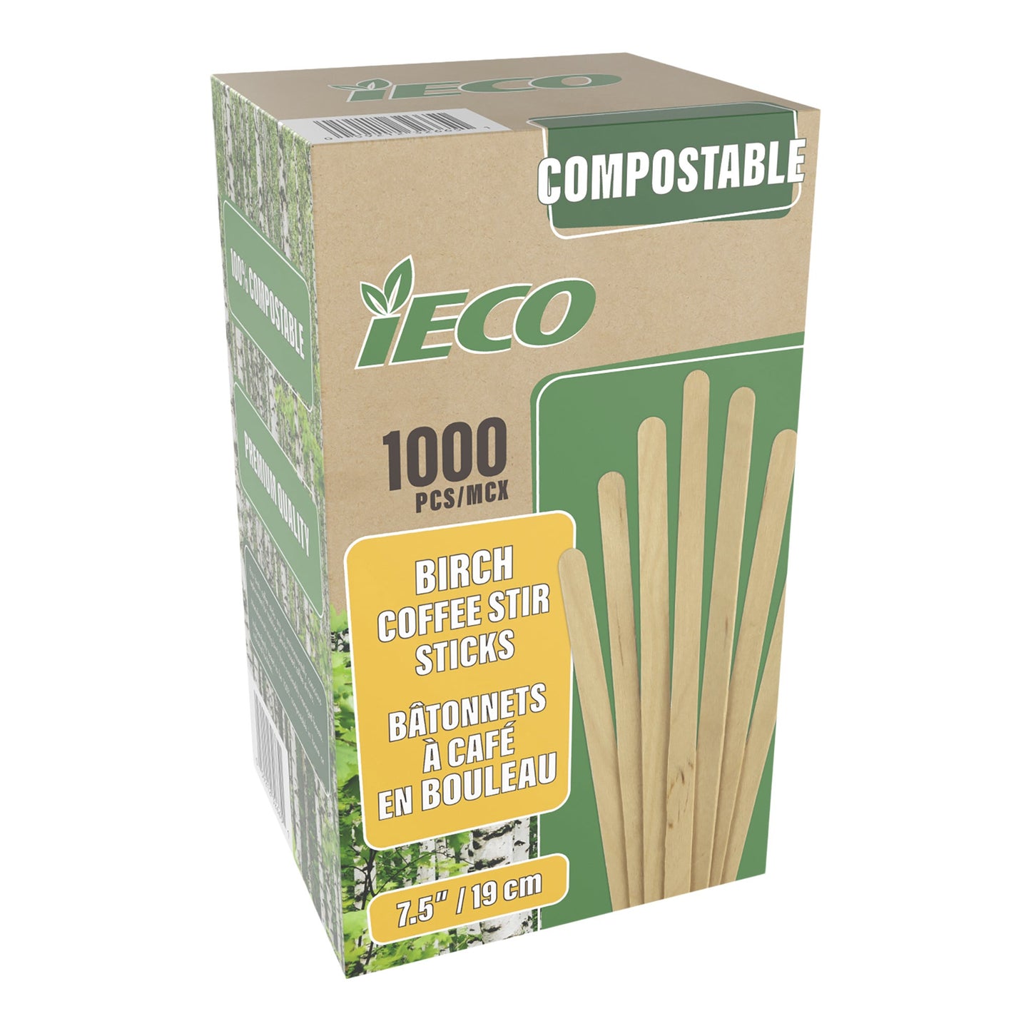 iEco Coffee Stir Sticks 7.5 inches, 10 Packs of 1000 - image 1