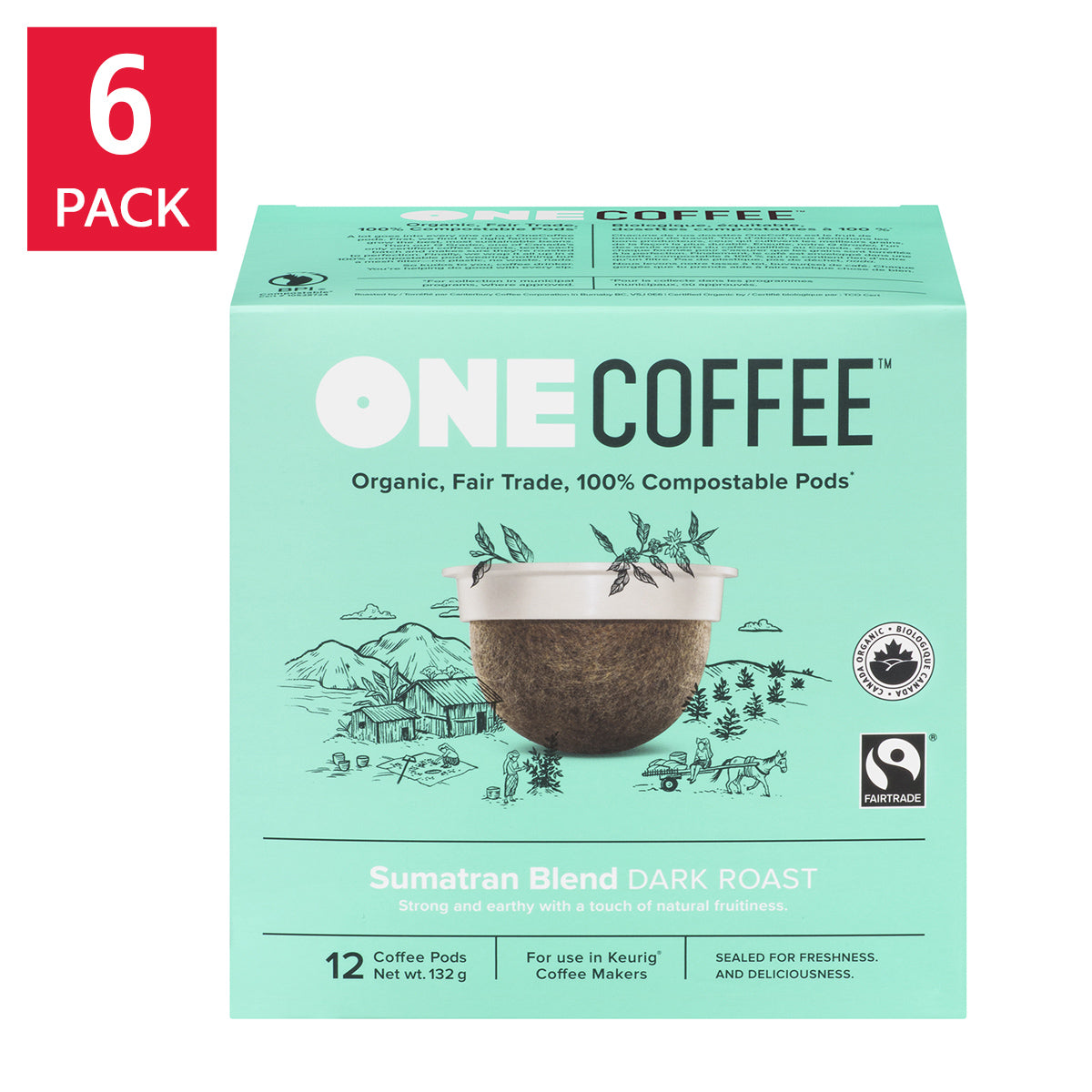 OneCoffee Organic Sumatran Fairtrade Coffee K-Cup Pods, 72-count - image 1