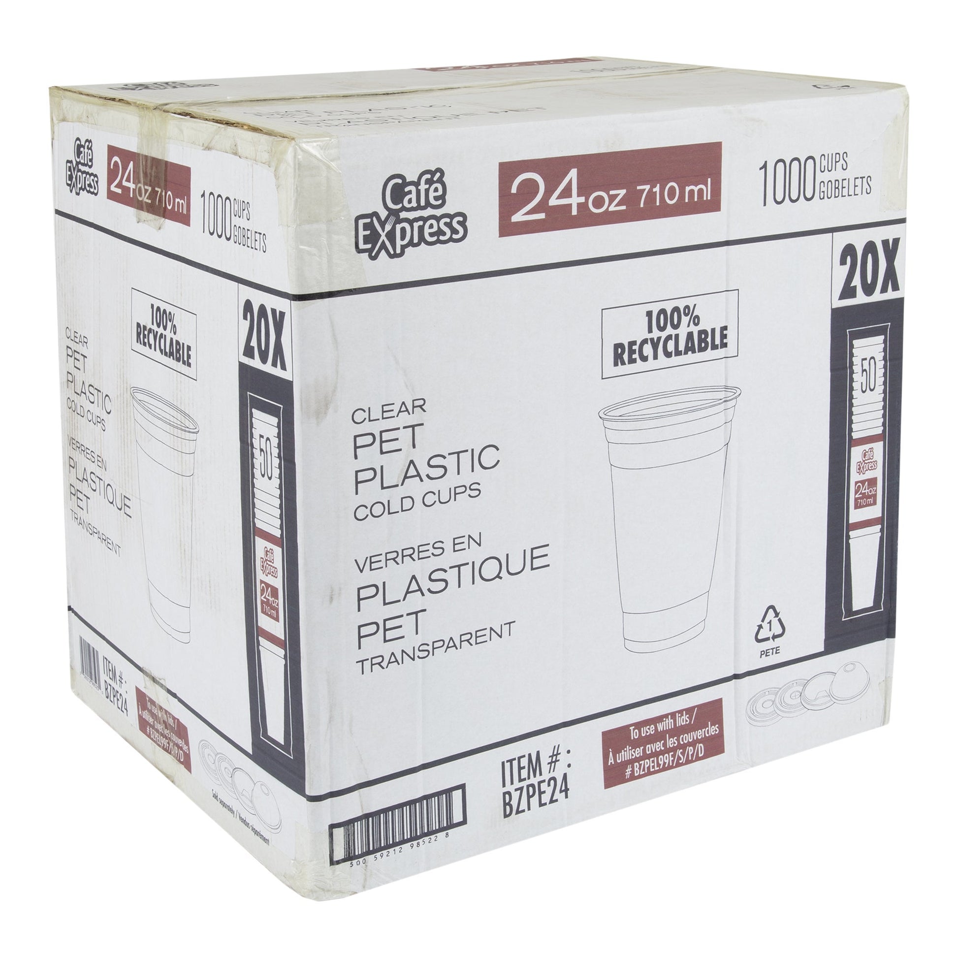 Cafe Express 24oz Clear PET Plastic Cold Cup, Pack 20 Packs of 50 - image 1