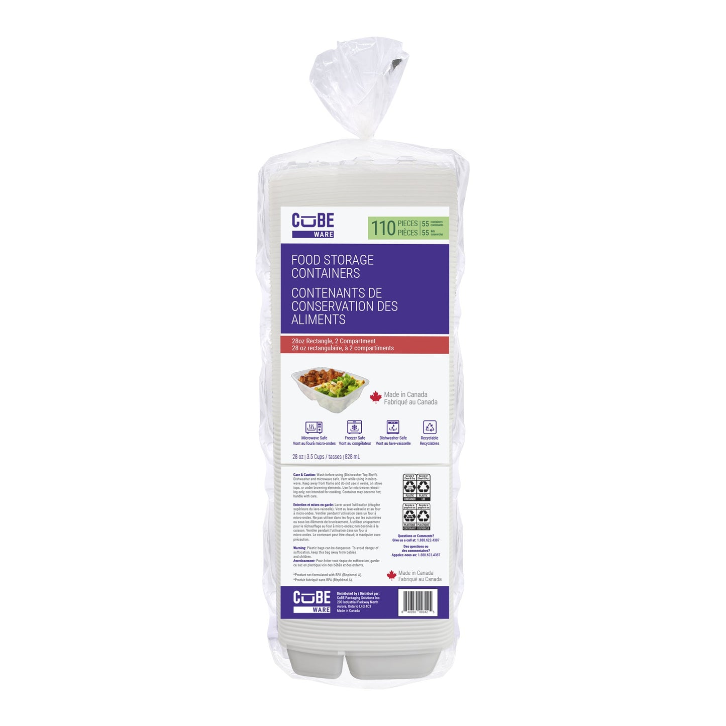 Cubeware 28oz 2 Compartment Container, Pack of 55 - image 1