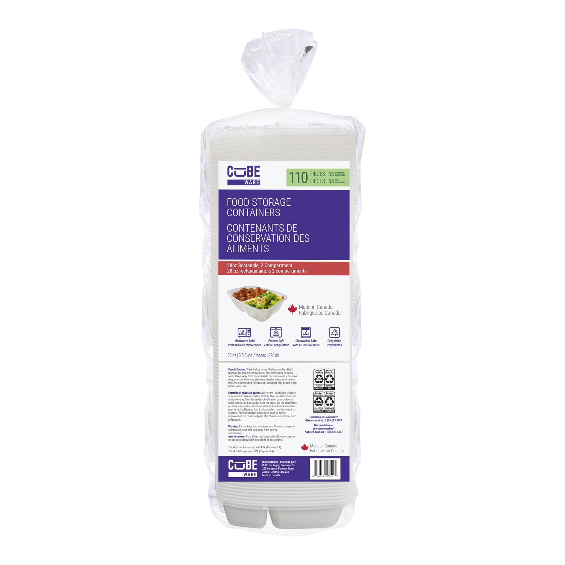Cubeware 28oz 2 Compartment Container, Pack of 55 - image 1