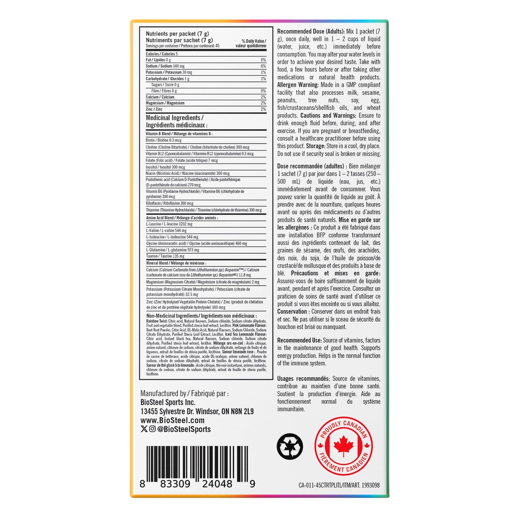 Biosteel Hydration Mix Electrolytes, 45 x 7 g - image 2