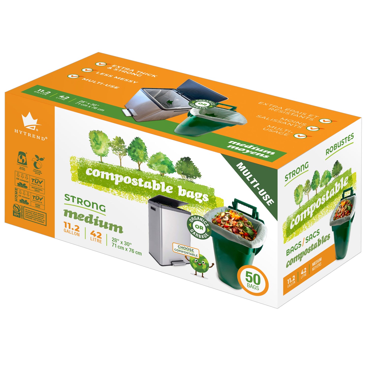 Hytrend Compostable Medium Bin Liners, 50-pack - image 1